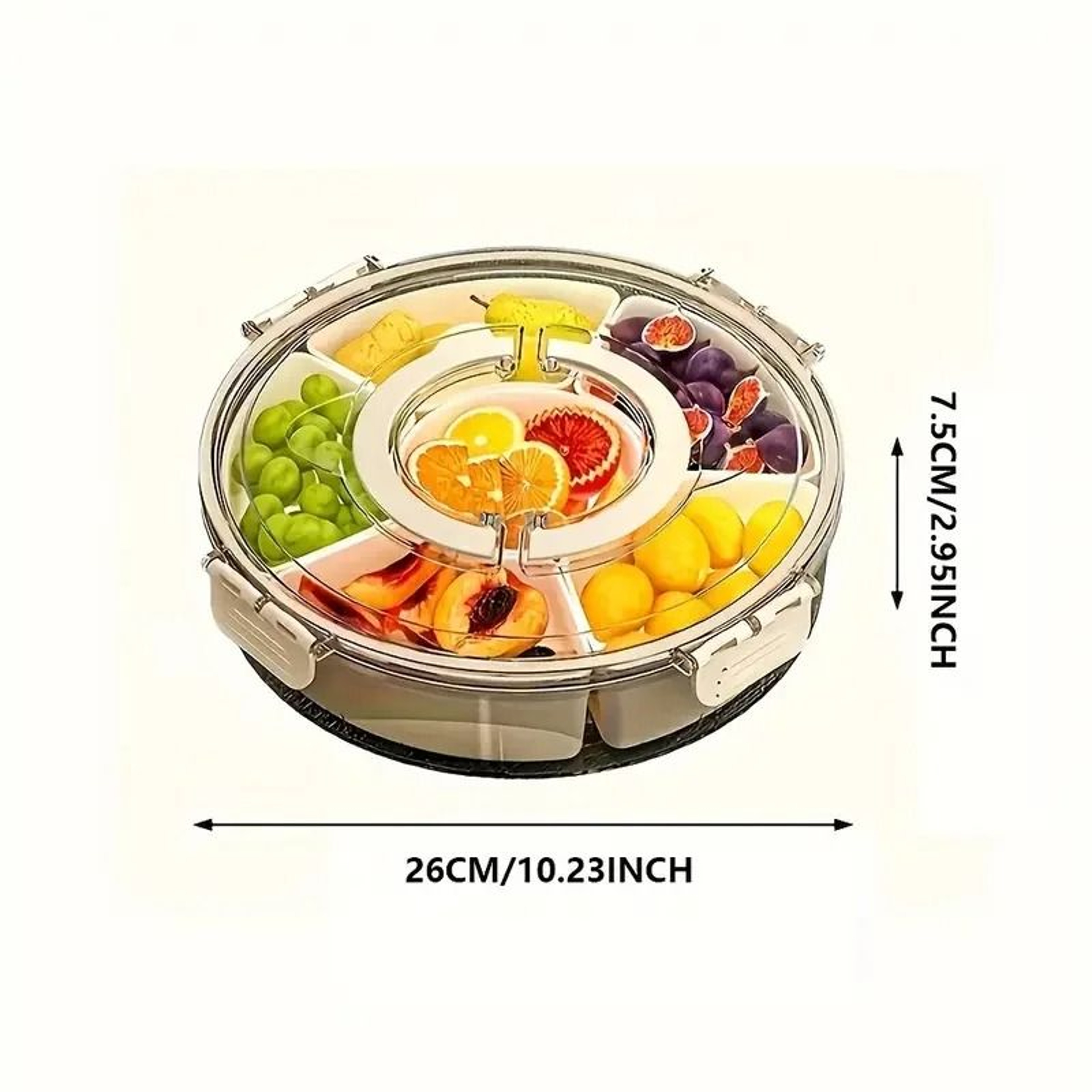 Rotating Snack Serving Tray With Lid  Handle For Fruits Veggies Candy  Charcuterie 3