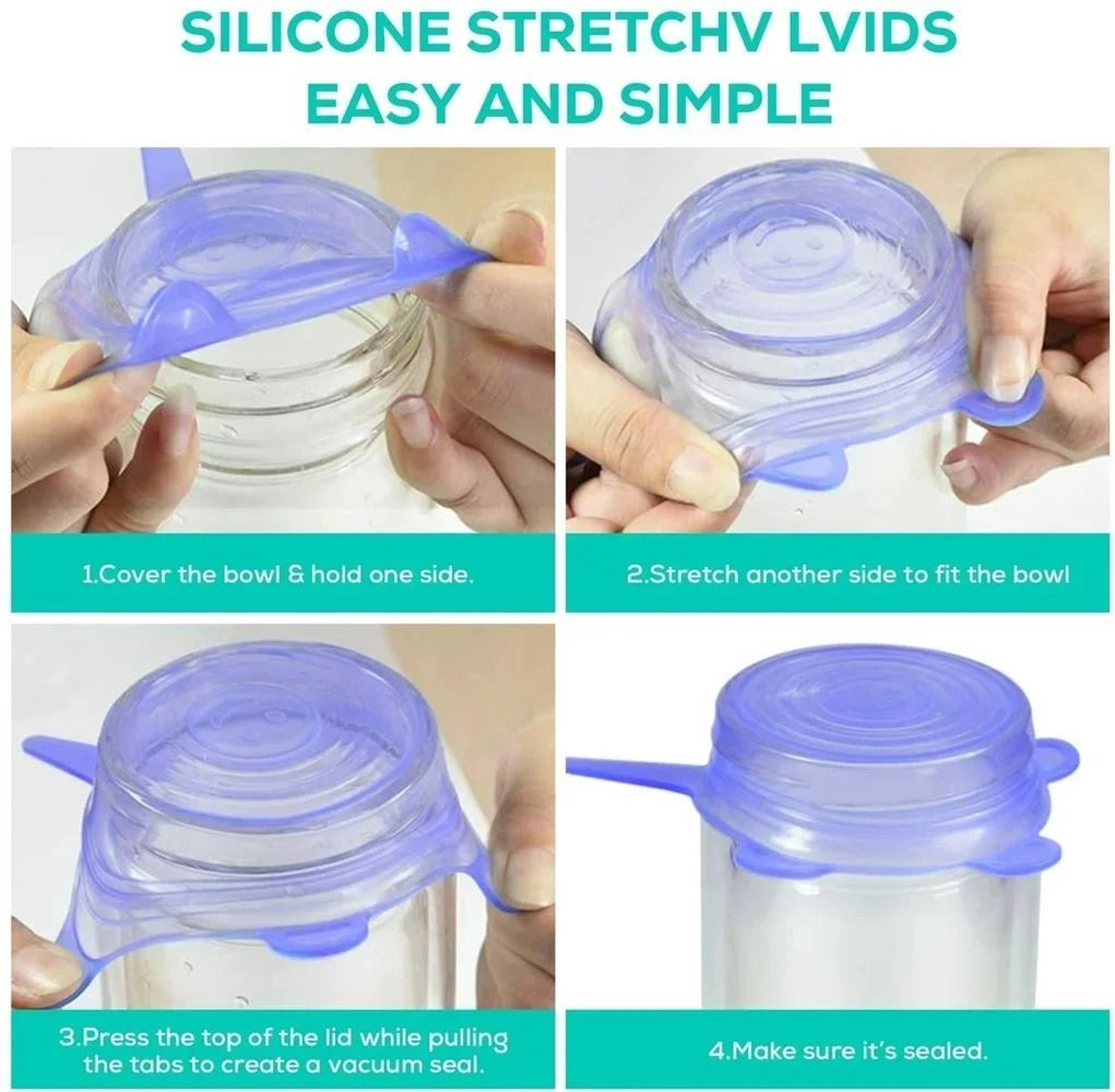13Piece Reusable Silicone Stretch Lids Set For Bowls Cups Cans  Food Storage 3