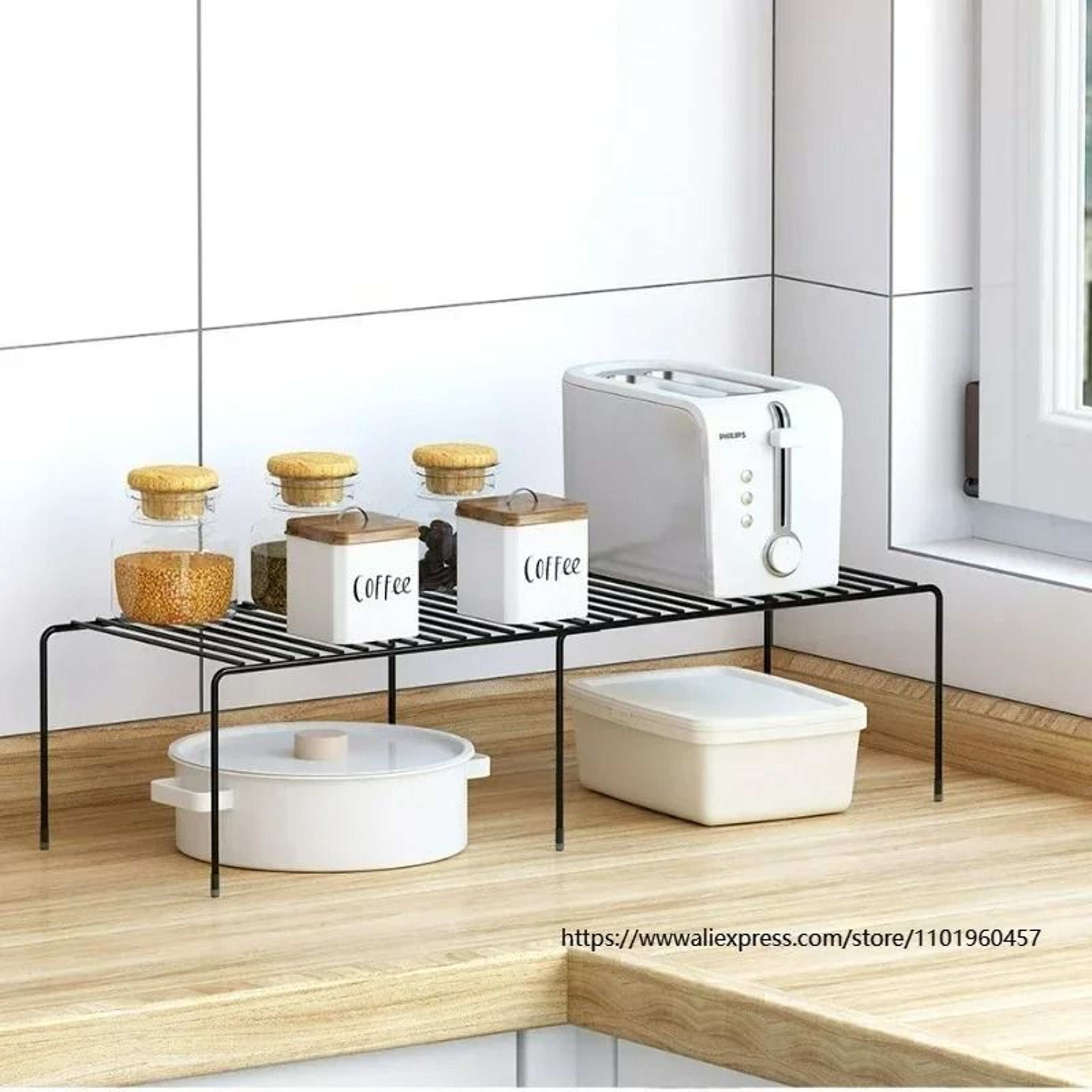 Adjustable Iron Kitchen Storage Shelf For Spices Under Sink Organization  Dish Drying 0