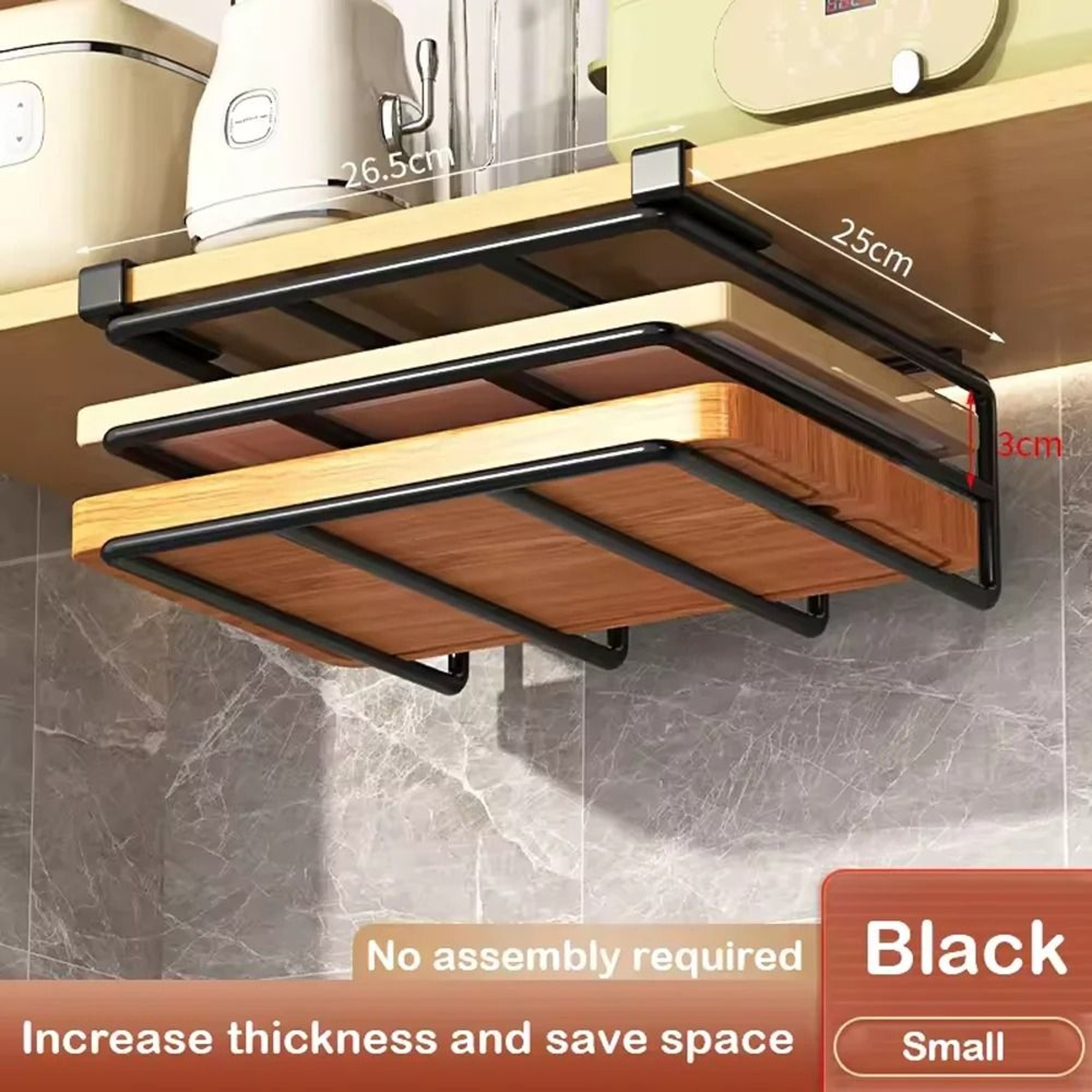 Under Cabinet Kitchen Organizer Rack With Hooks For Paper Towels Cutting Boards  Pot Lid Storage 11