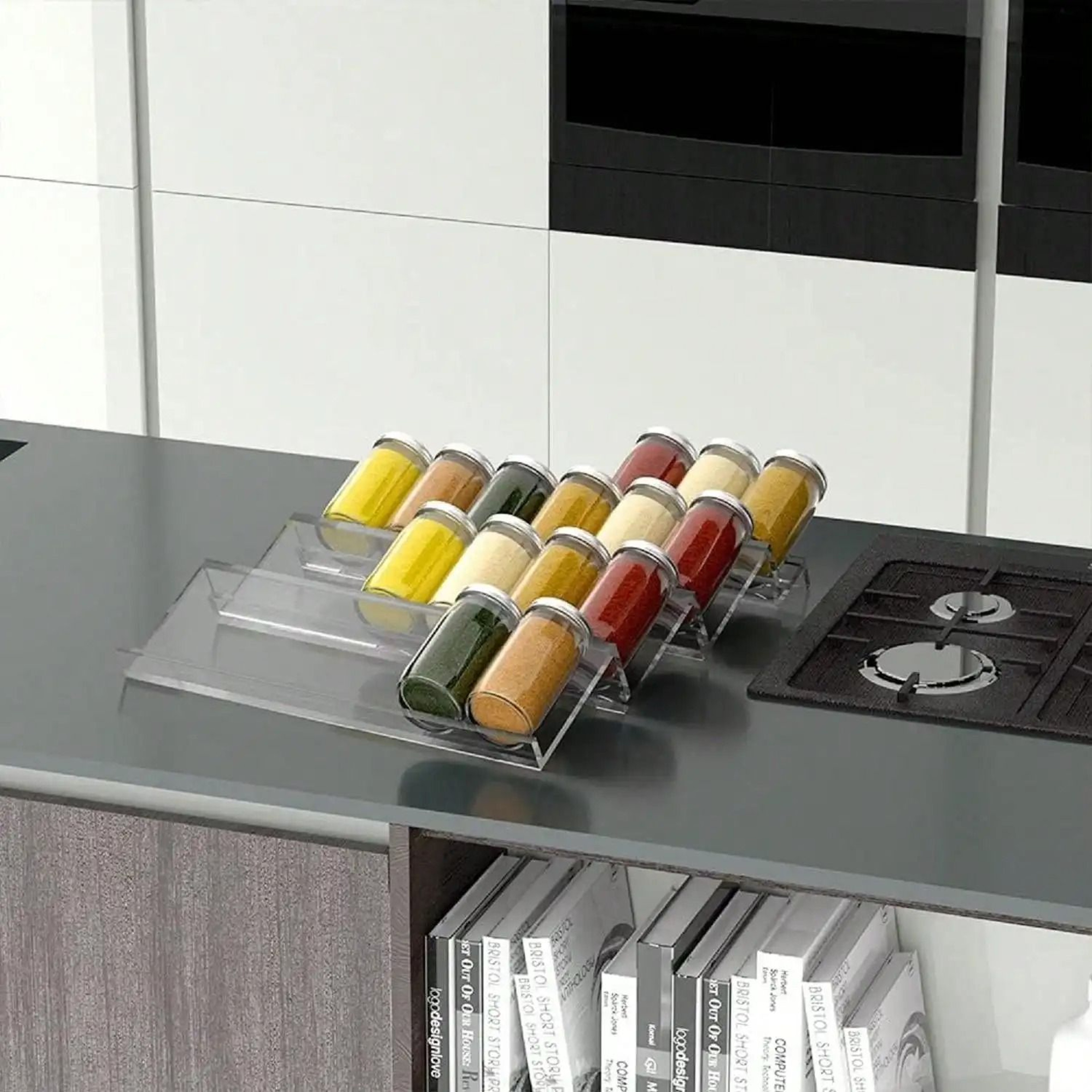 Adjustable Acrylic Spice Drawer Organizer Rack Expandable 24 Layer Spice Drawer Organizer For Cabin 4