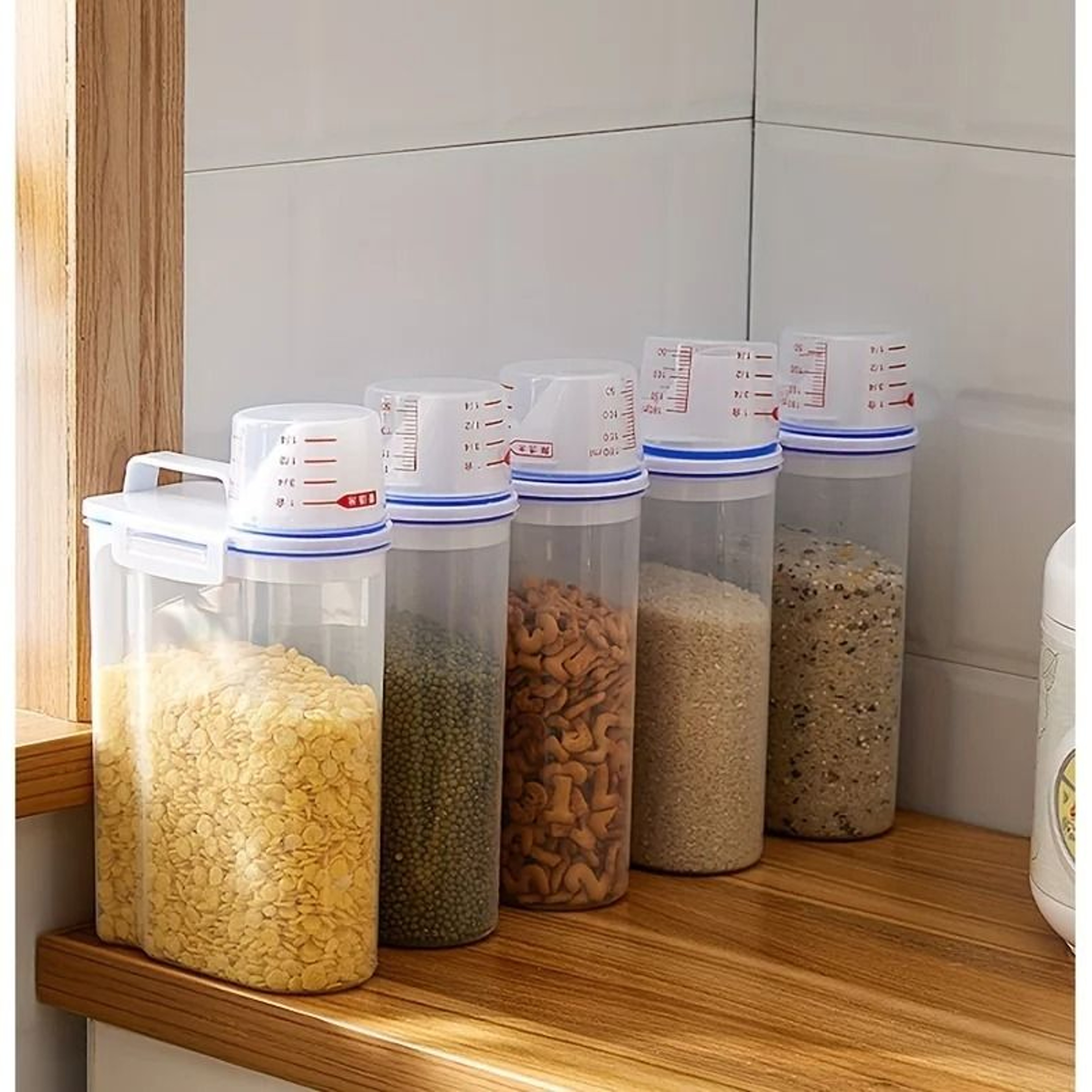 Large Capacity Airtight Rice  Pet Food Storage Container With Measuring Cup 5