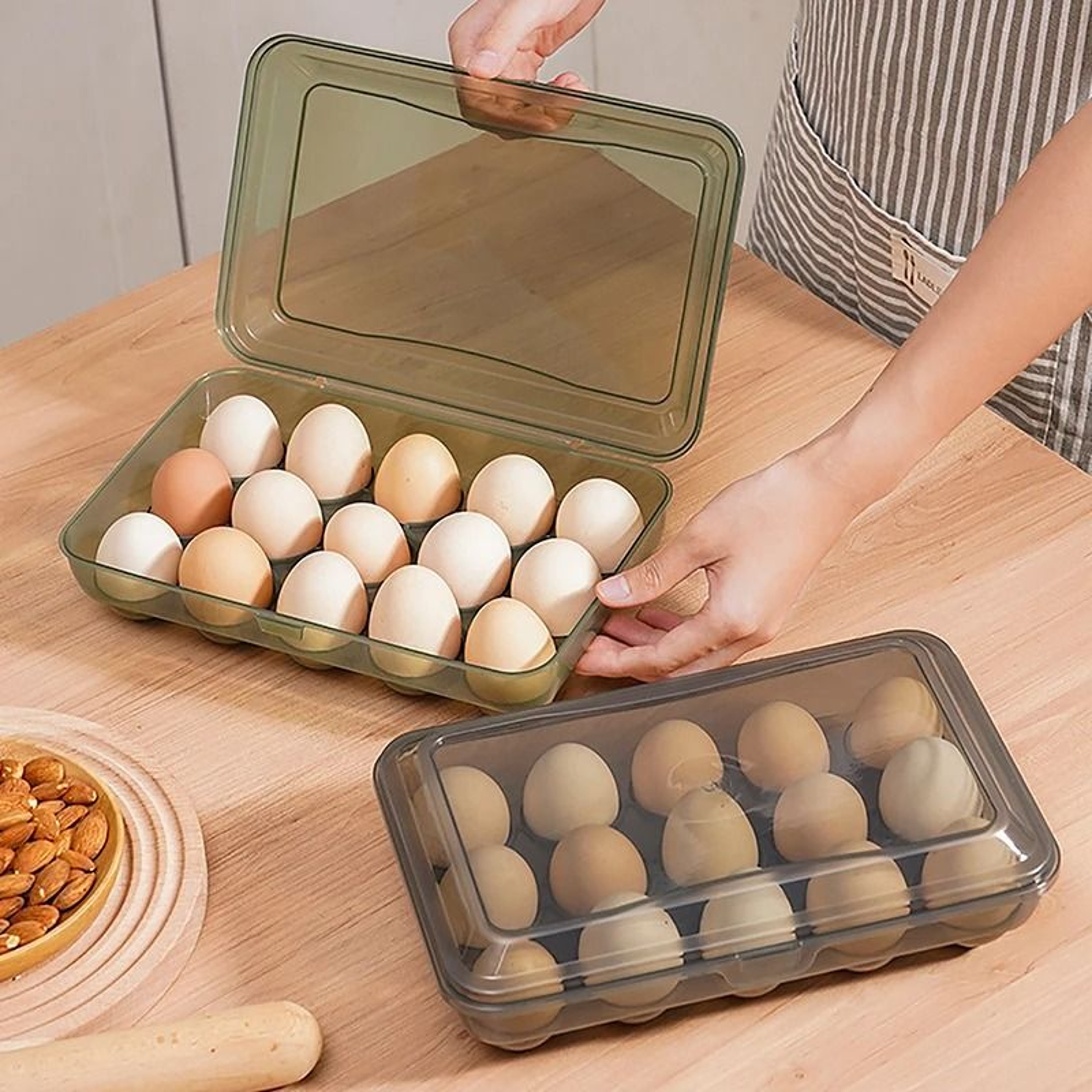 Transparent Egg Storage Container With 1015 Grid Compartments FreshKeeping Refrigerator Organizer 1