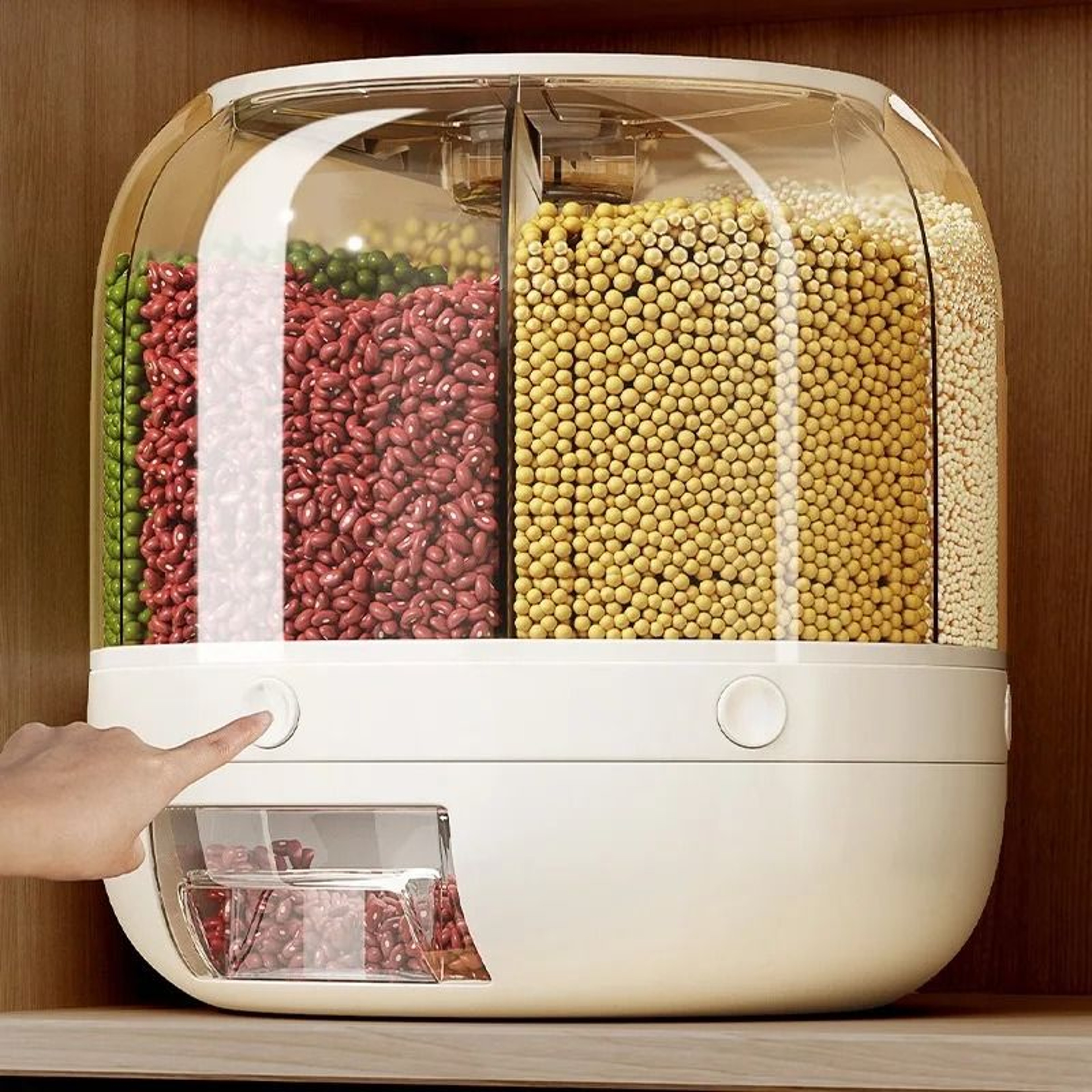 Rotating Multi Grid Rice  Grain Storage Container Moisture Proof Food Dispenser Organizer 1