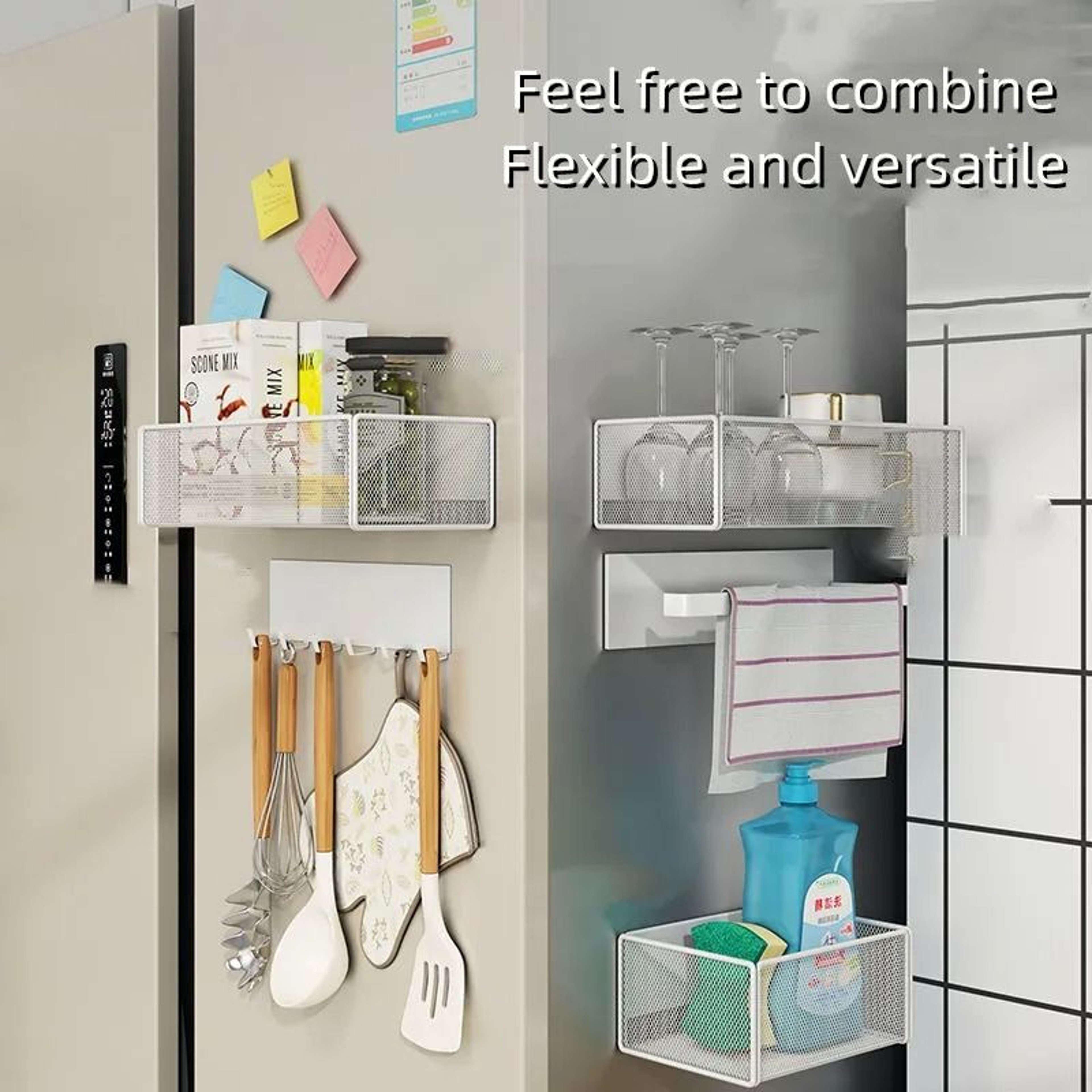 Magnetic Refrigerator Storage Basket Space Saving Wall Mounted Kitchen Organizer Shelf 3