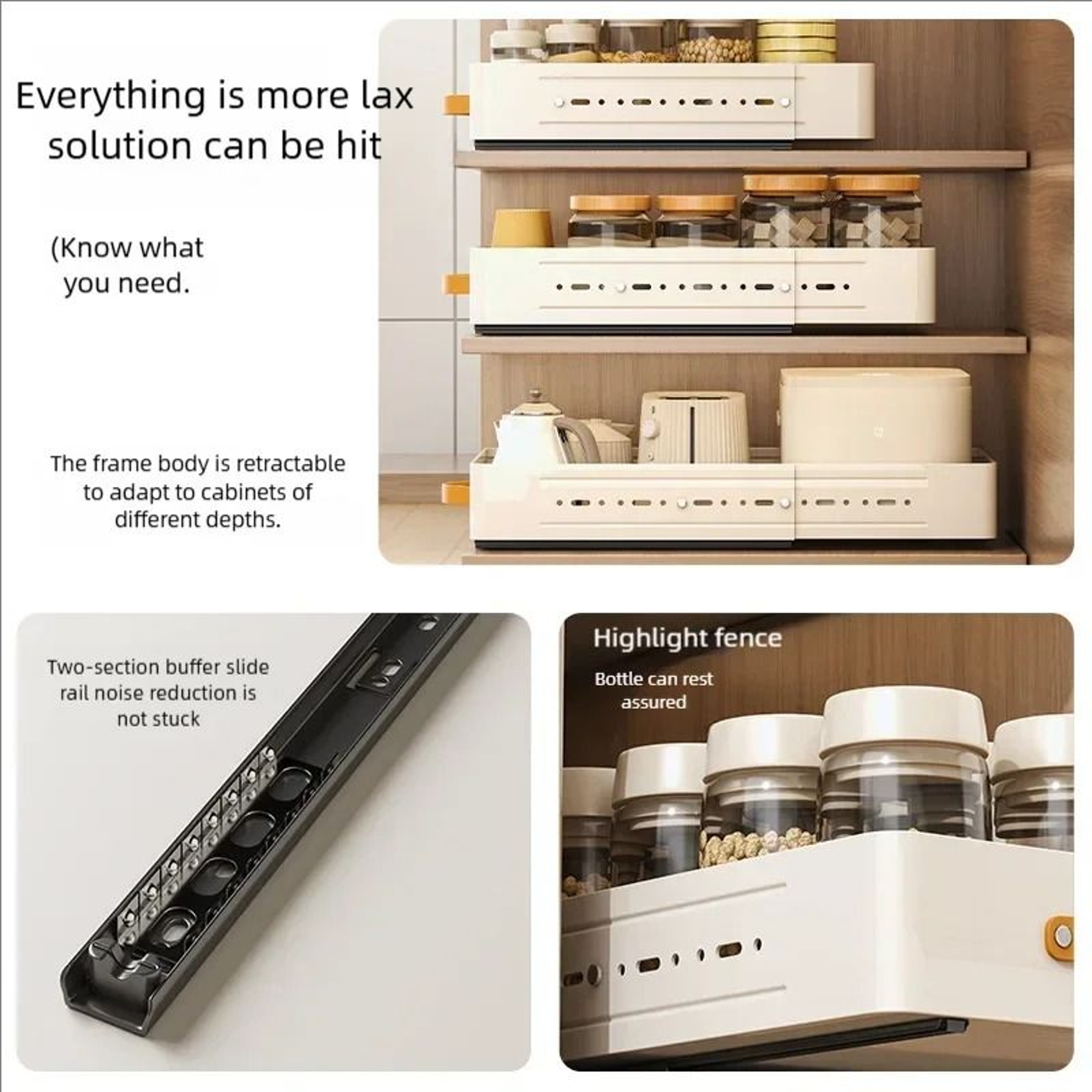 Expandable PullOut Cabinet Organizer Shelf Adjustable Kitchen Storage Rack With Sliding Drawer 3