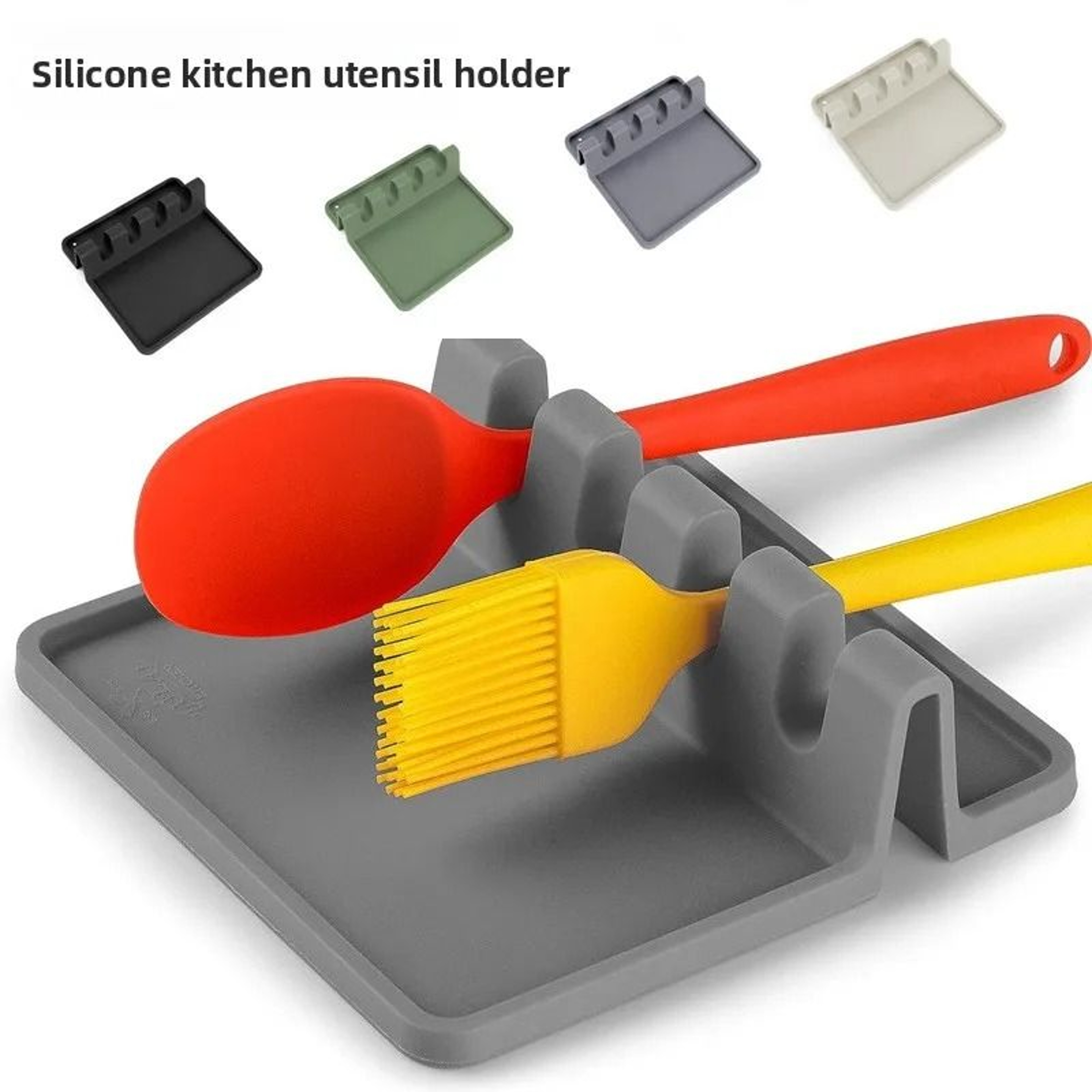 Silicone Utensil Rest  Kitchen Drying Rack NonSlip Spoon Holder Organizer Tray 0