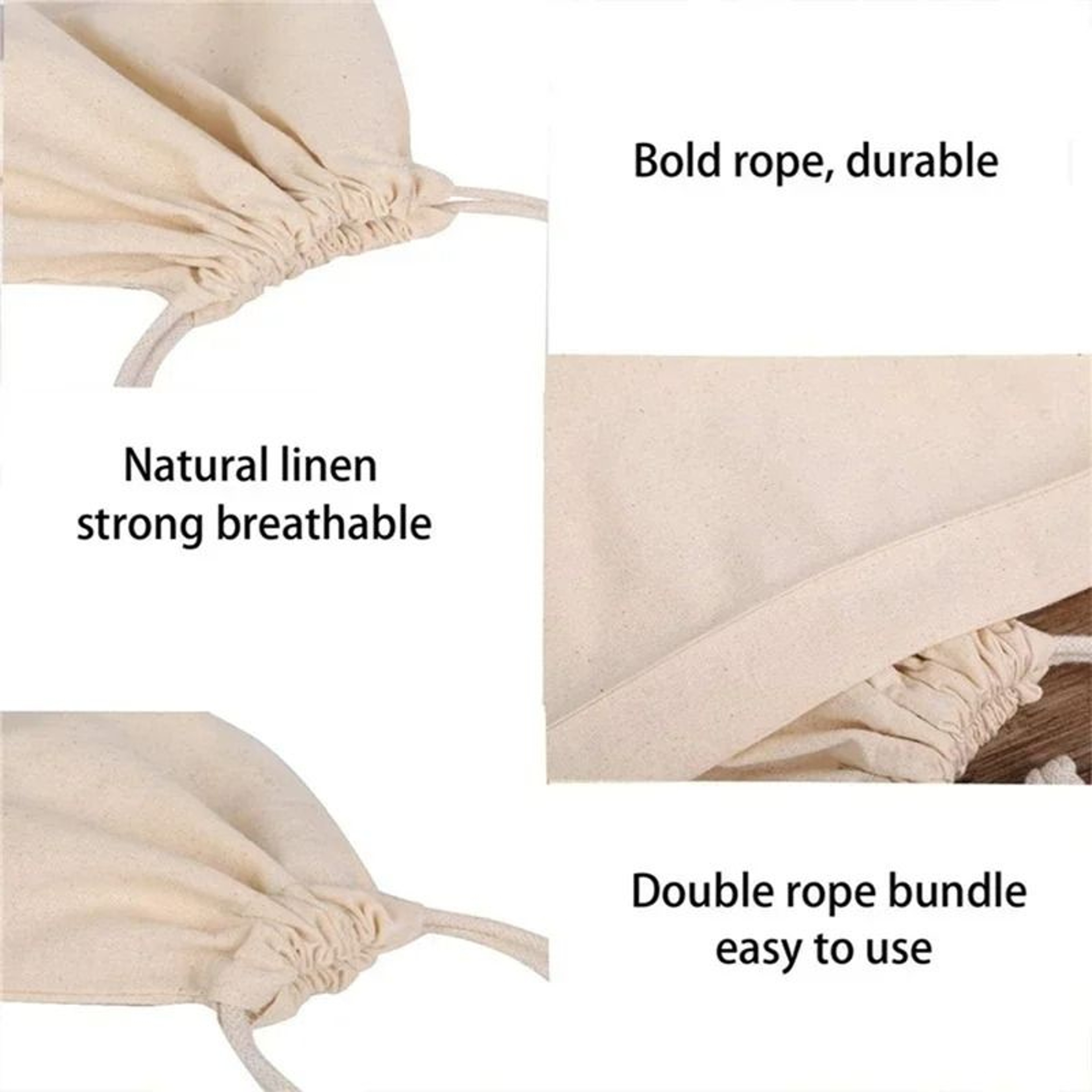 Reusable Linen Bread Storage Bag EcoFriendly Cotton Drawstring Loaf  Baguette Keeper 3