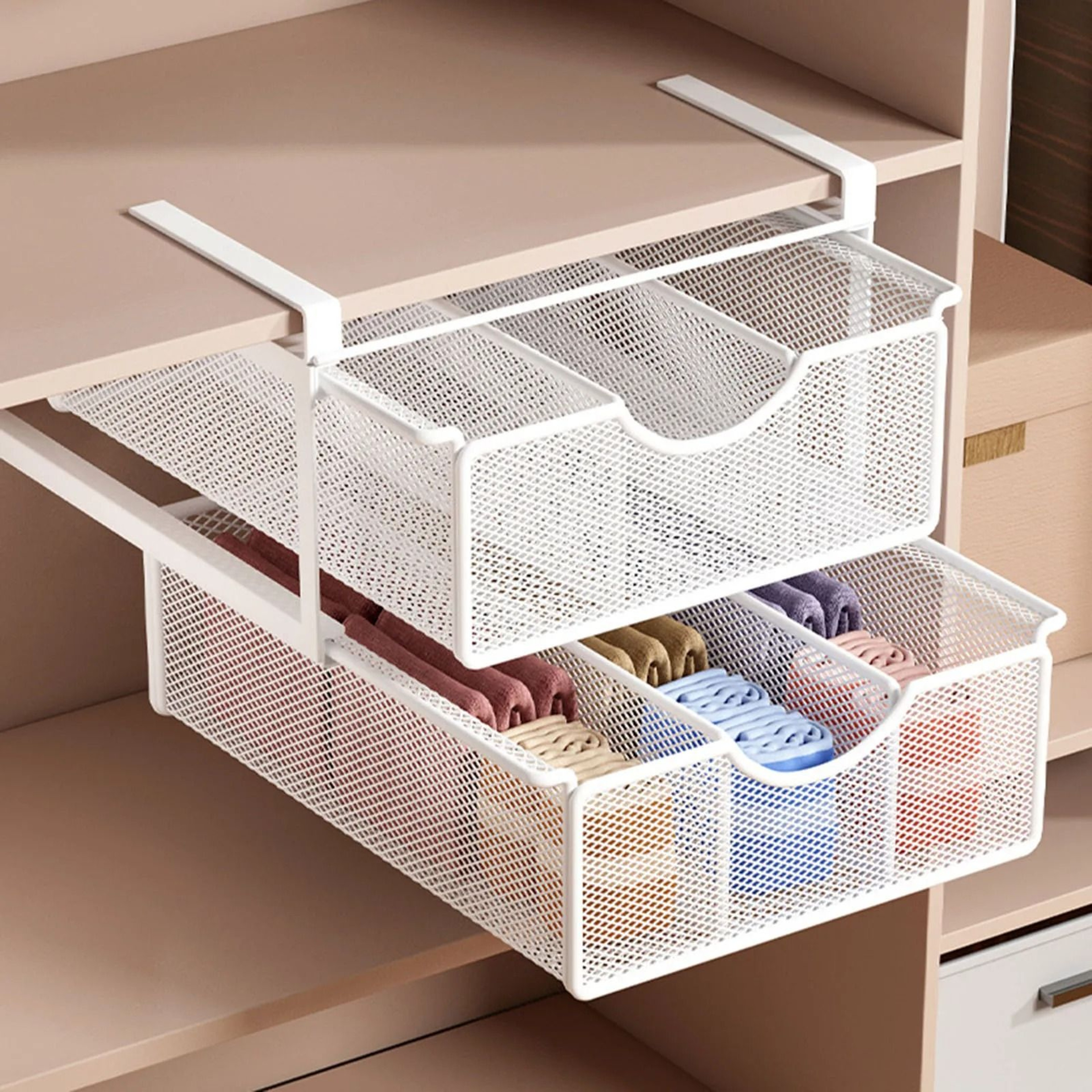 Under Shelf Hanging Storage Basket Space Saving Cabinet Organizer Rack For Kitchen Closet  Pantry 0