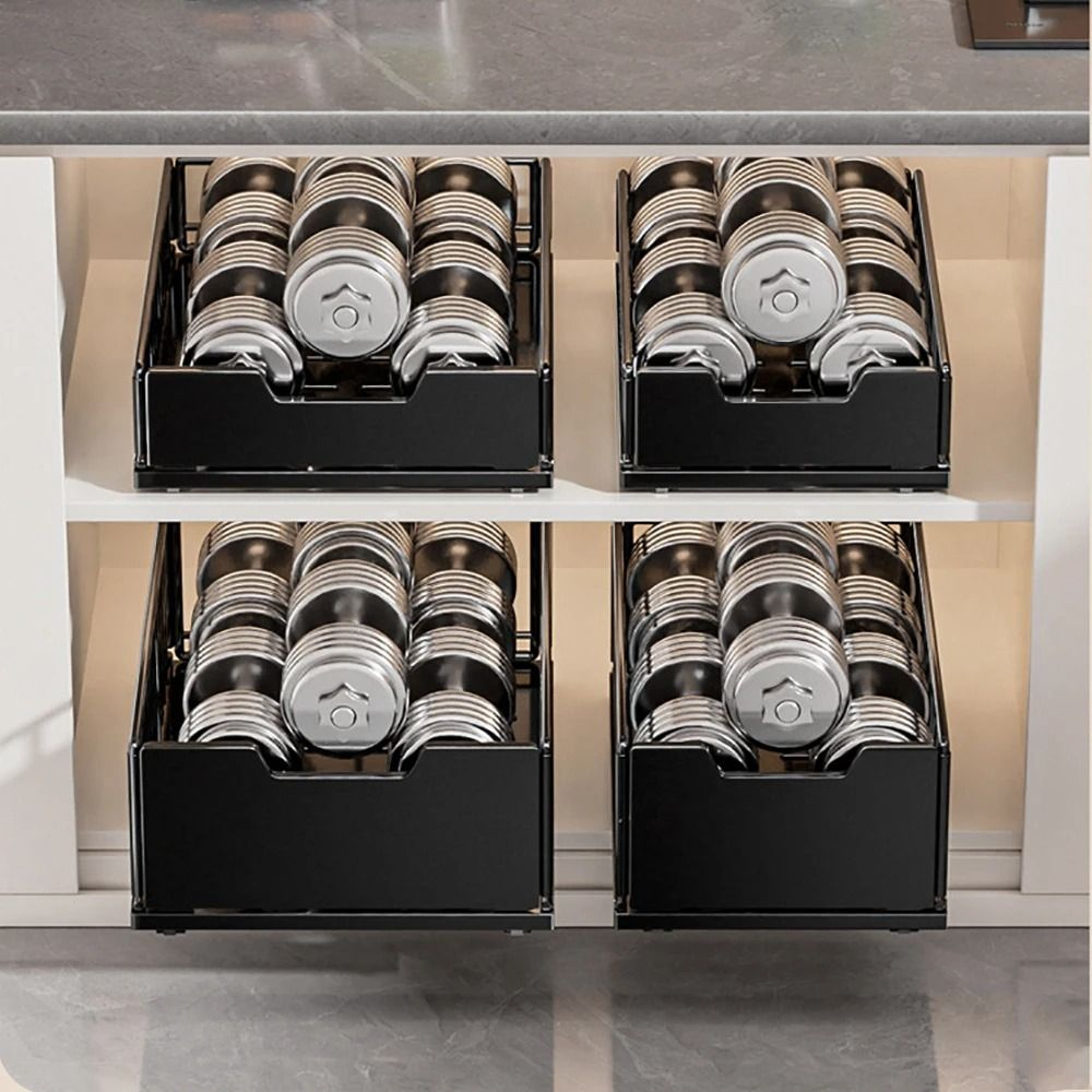 Carbon Steel Pull Out Cabinet Organizer Drawer Foldable Slide Out Storage Rack For Kitchen  Bathroo 2