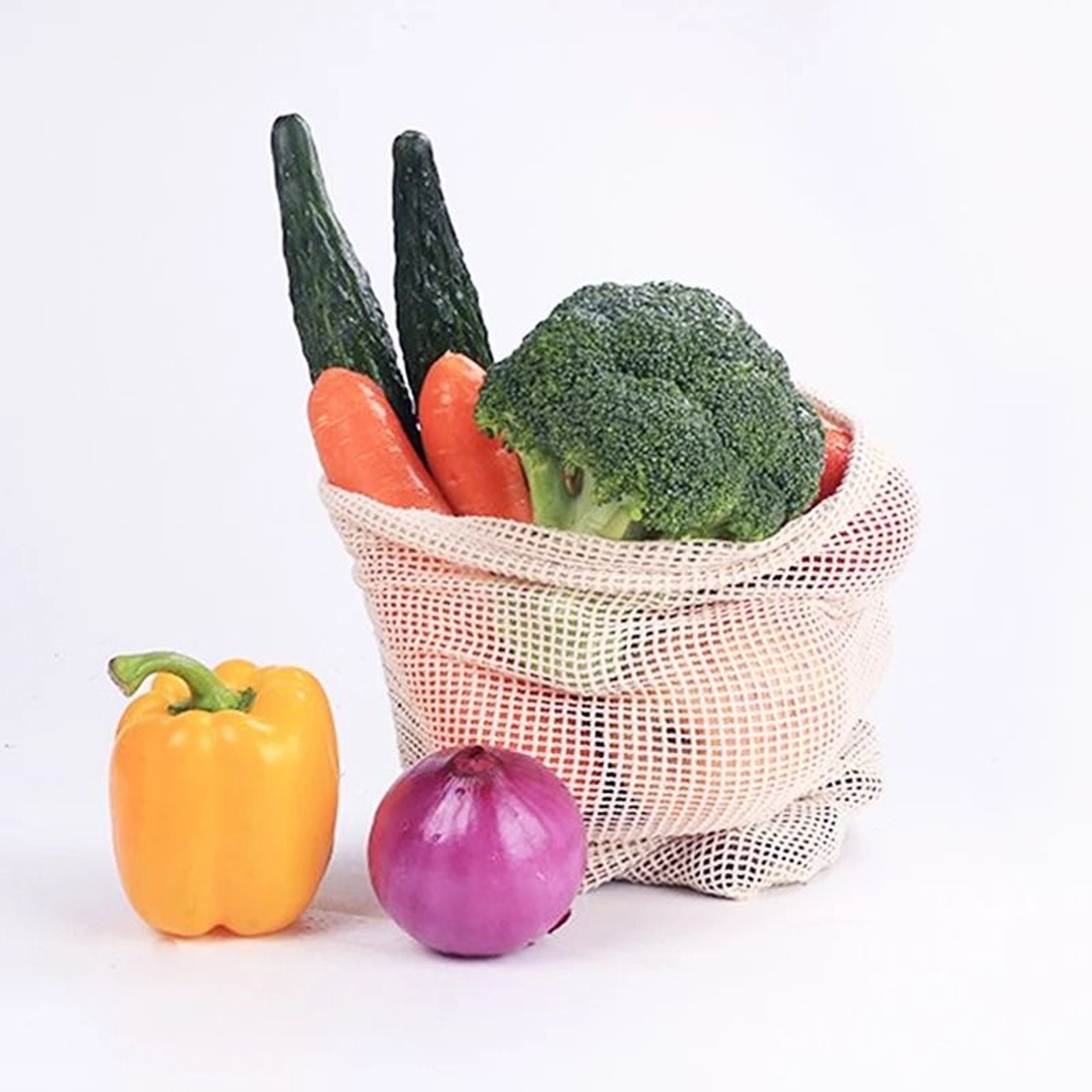 Reusable Cotton Mesh Produce Storage Bags With Drawstring For Fruits And Vegetables 2