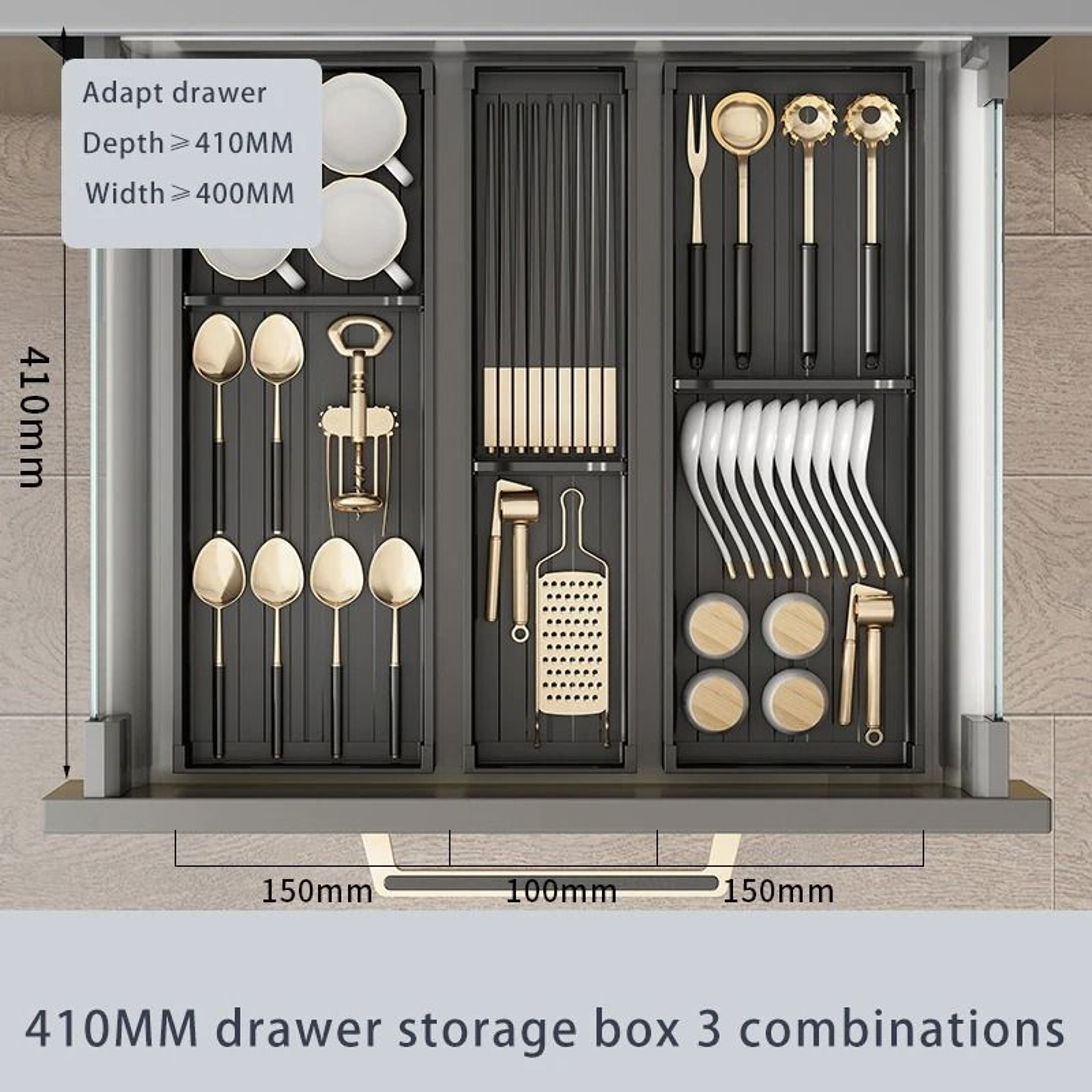 Adjustable Under Cabinet Dish Drying Rack With Retractable Utensil Holder And Sink Organizer 11