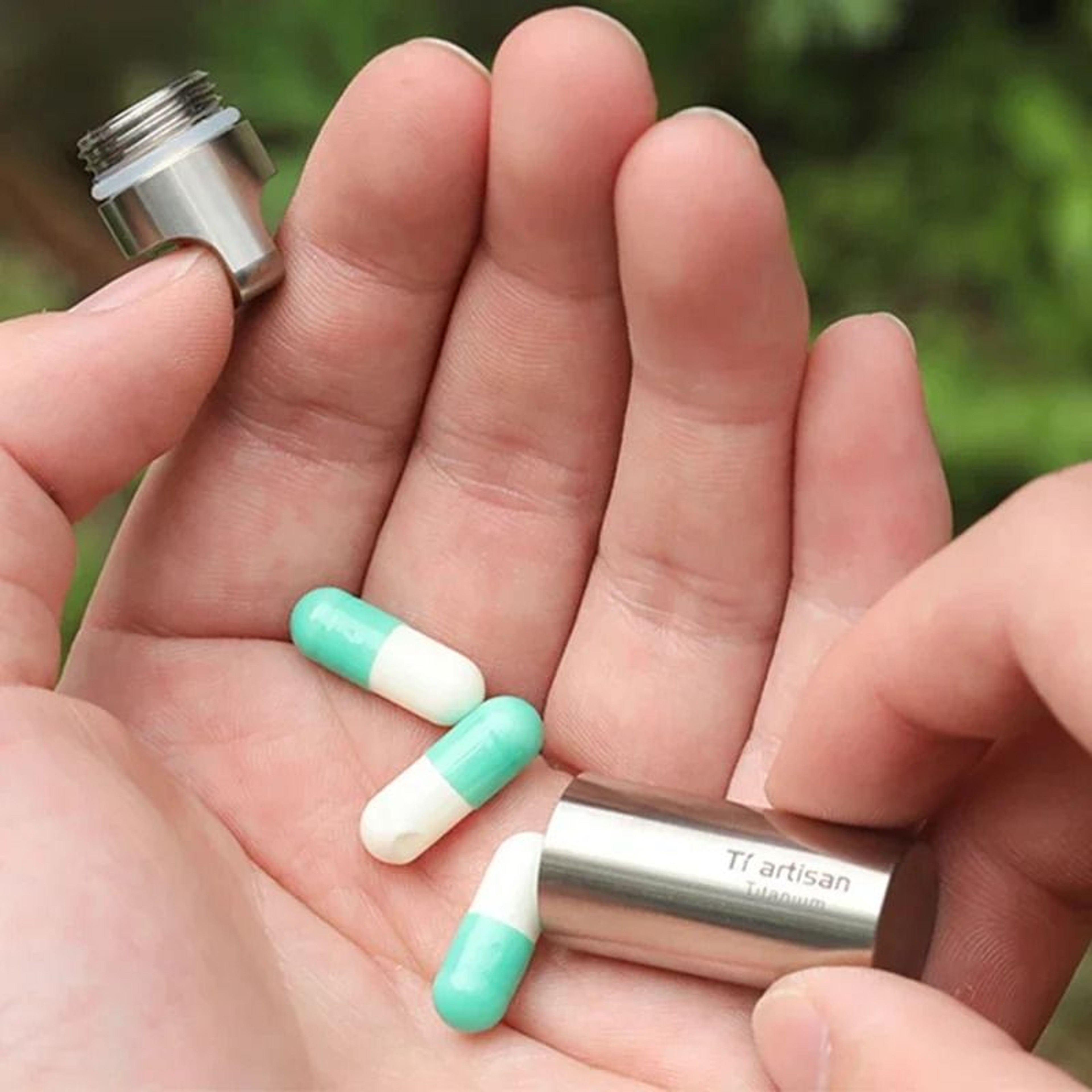Pure Titanium Waterproof Pill Case Keychain  Portable EDC Medicine Capsule Holder 4