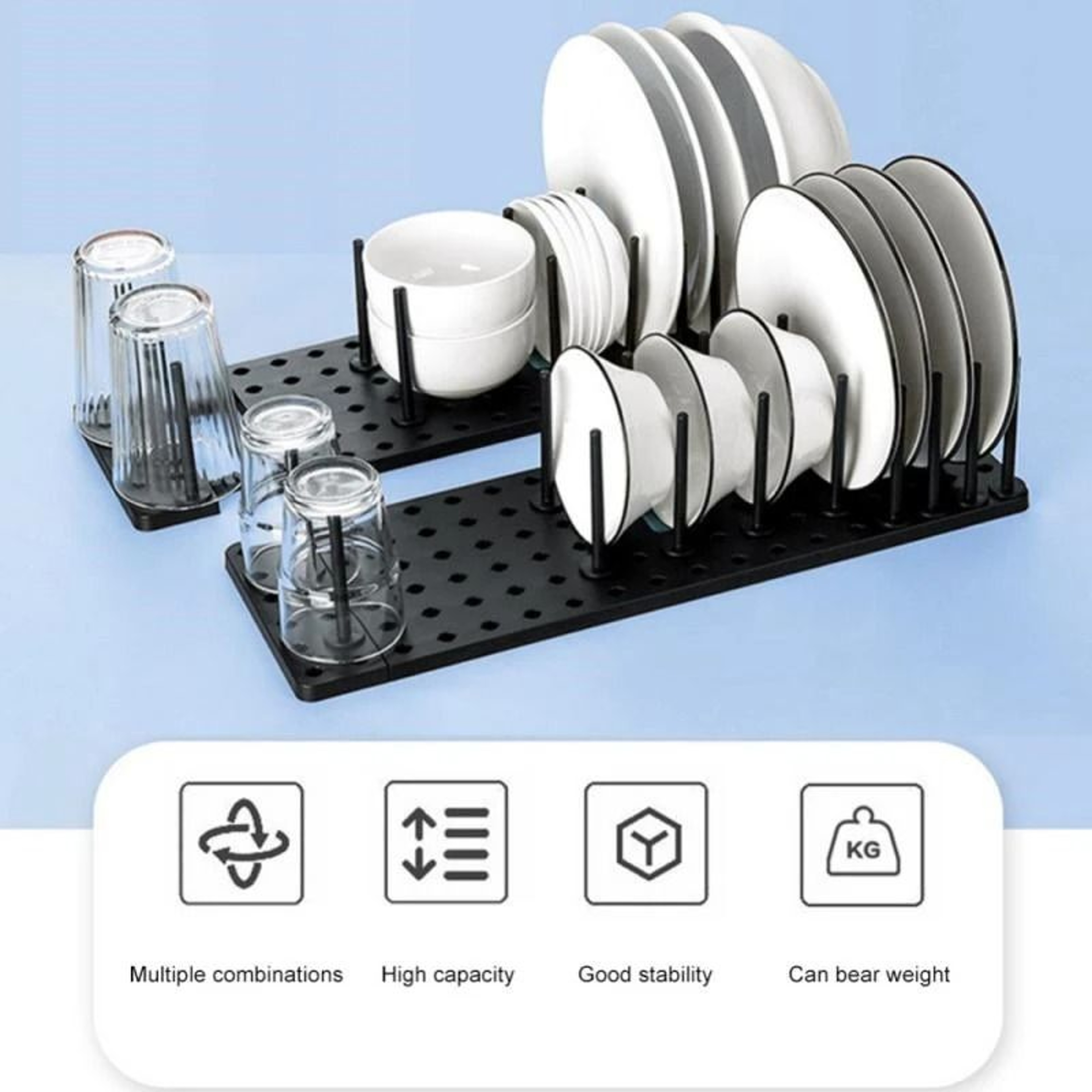 Adjustable Telescopic Sink Drain Shelf With Dish Drying Rack And Storage Organizer 6