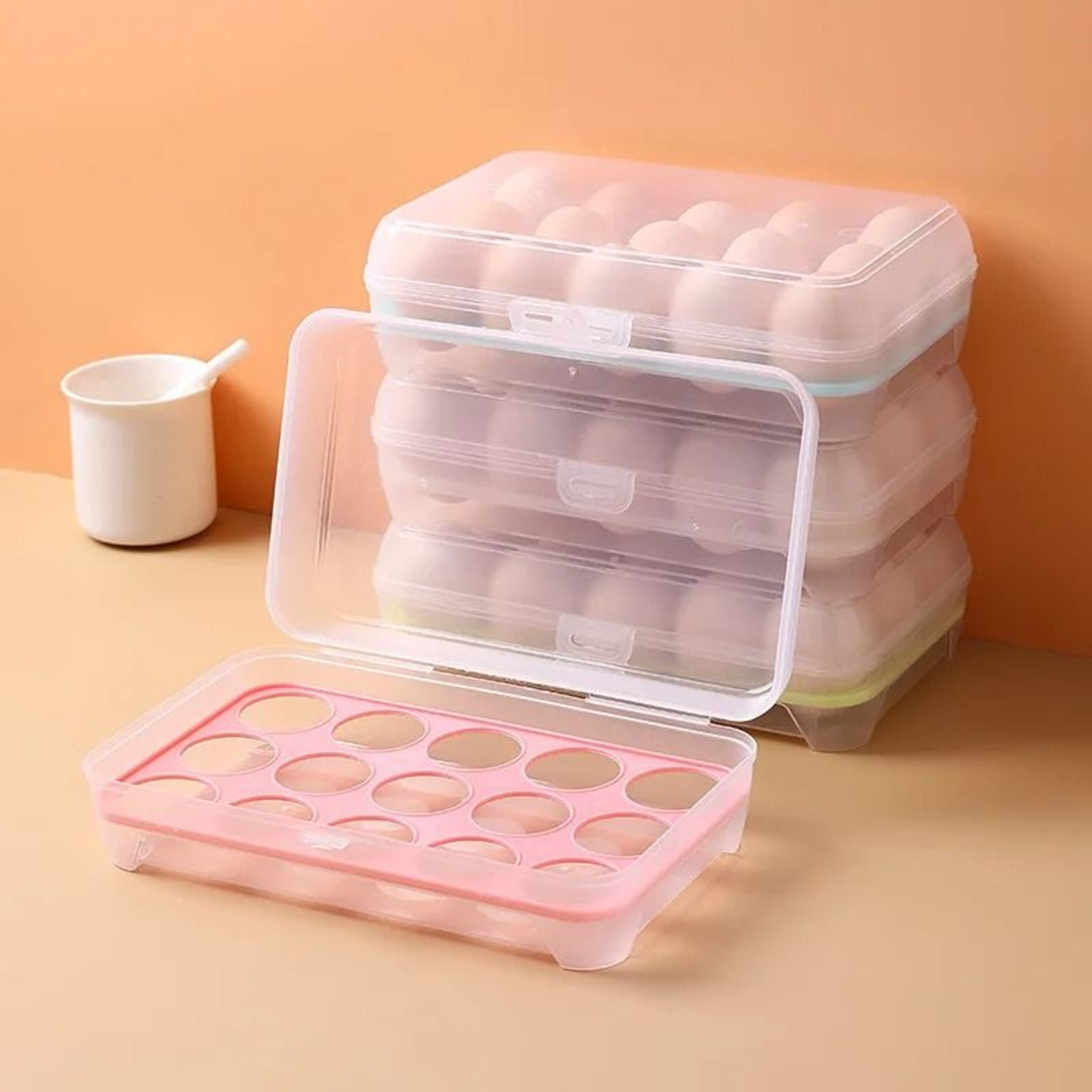 15Grid Egg Storage Container With Secure Lid For Refrigerator  Travel 1