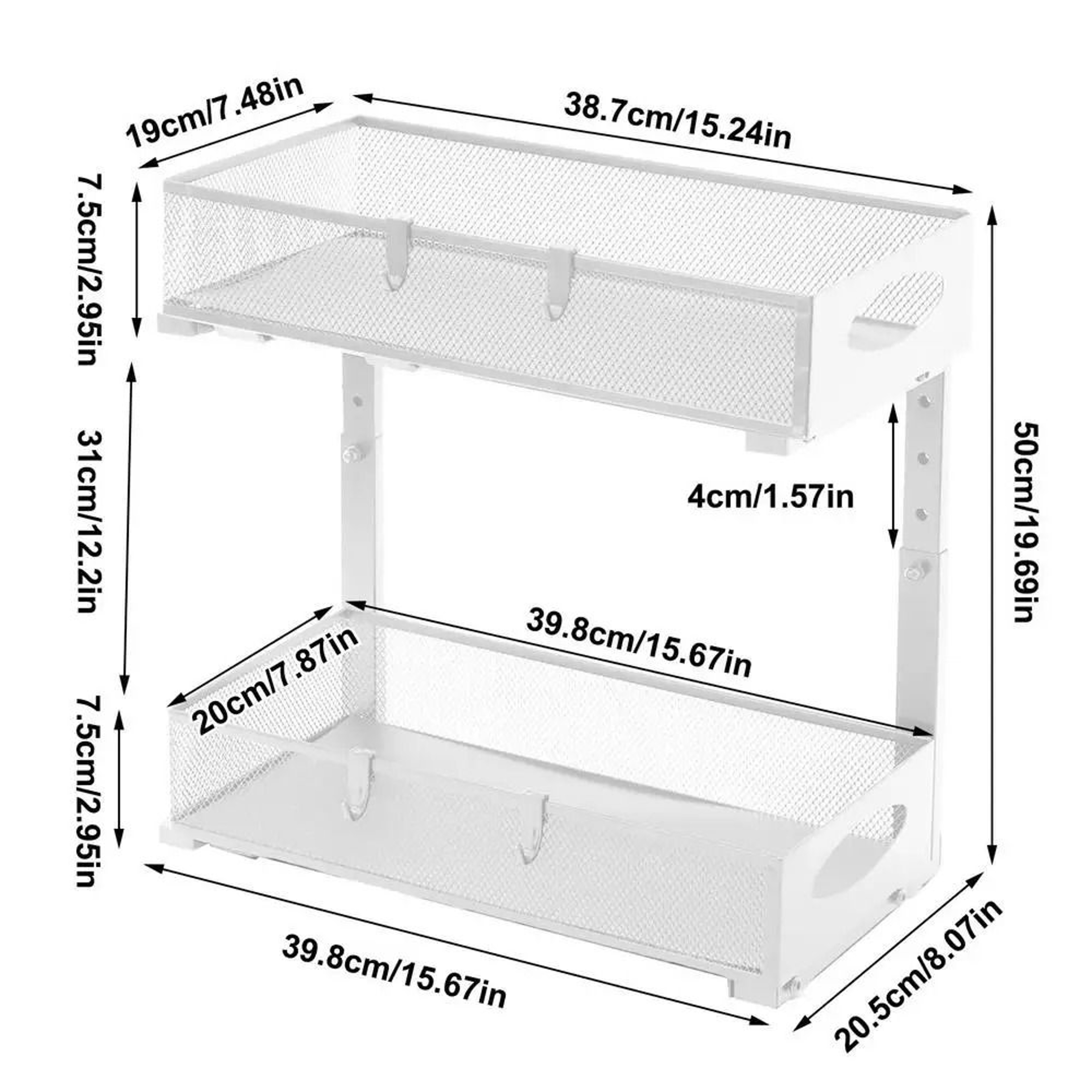 2Tier Adjustable Under Sink Organizer With Sliding Drawer PullOut Cabinet Storage Rack 8