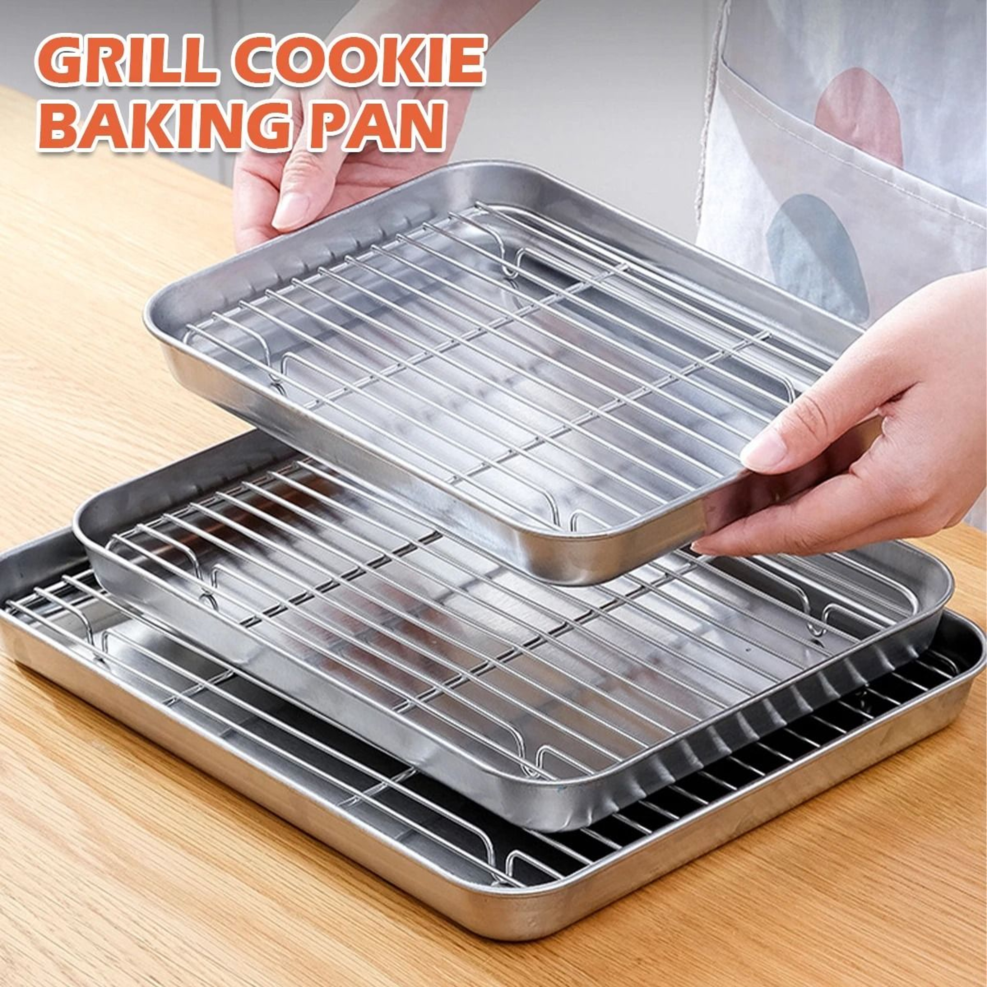Stainless Steel Baking Sheet Pan With Wire Rack For Oven Roasting  Cooling 1