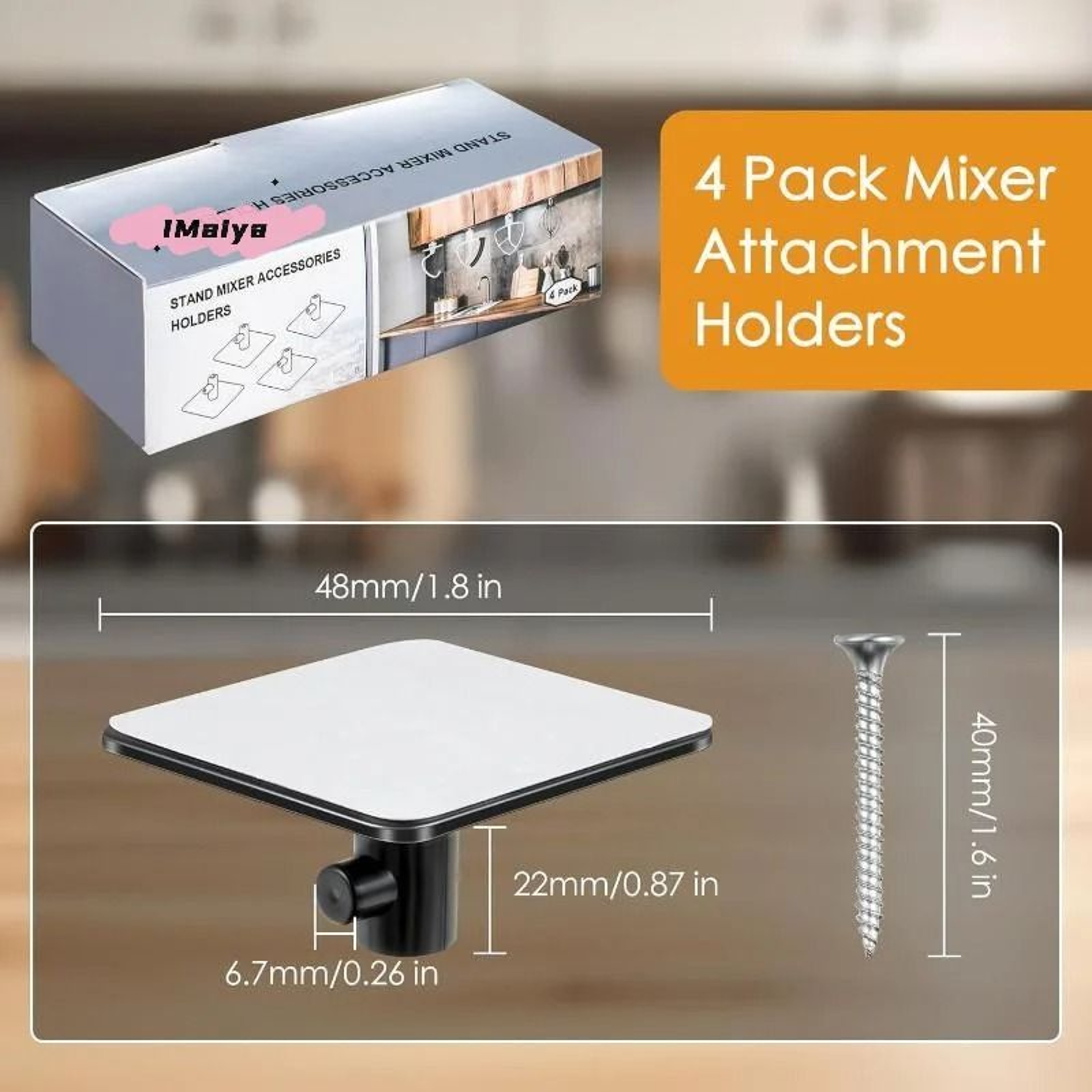Stand Mixer Attachment Holder Set For Paddle Dough Hook  Whisk Storage 5