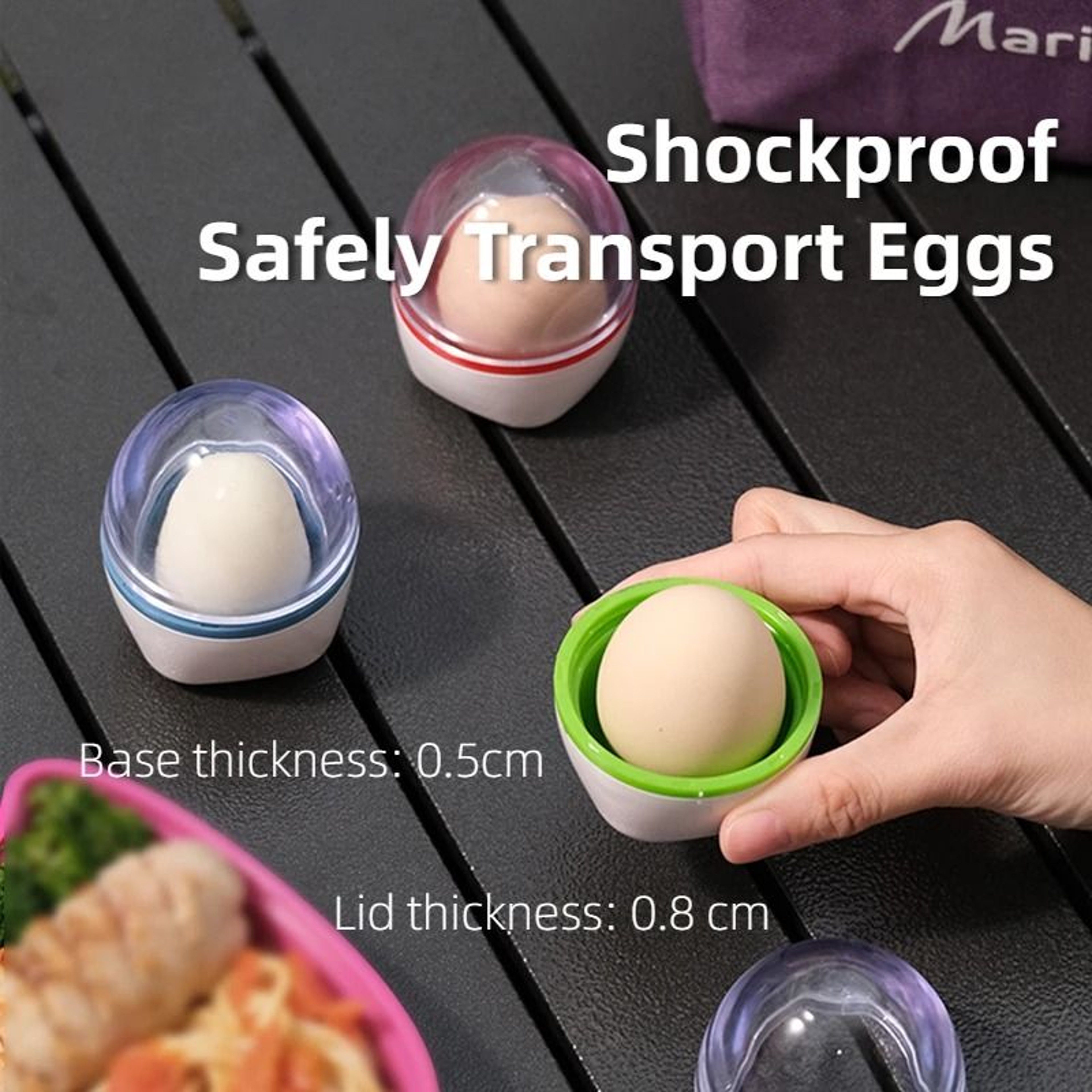 Portable Egg Holder Case With 2 Egg Cups For Travel Camping  Lunch Storage 4