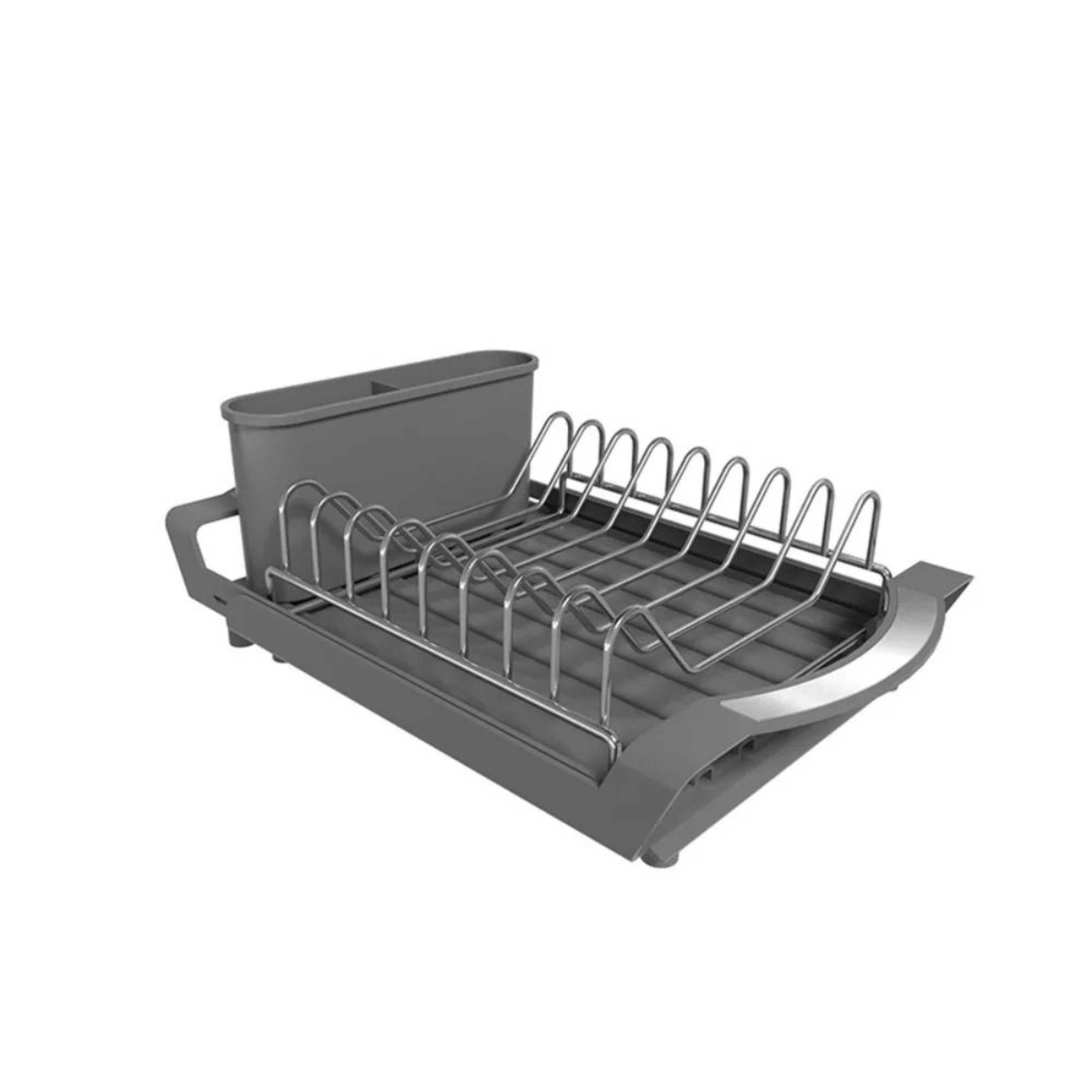 Extendable Dish Drying Rack With Utensil Holder And Drain Tray 6