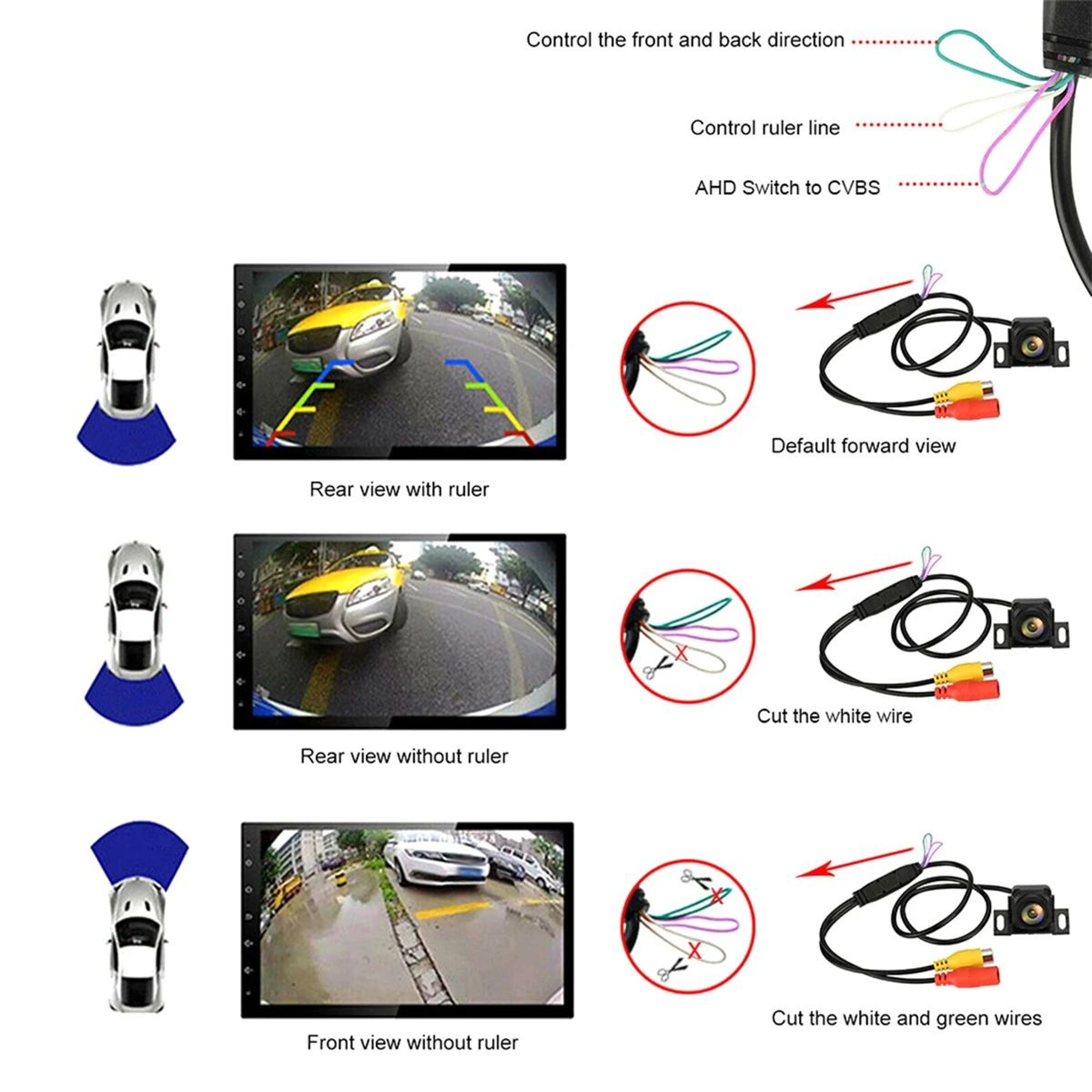 Rear View Backup Camera 1080P HD Wide Angle Waterproof Reverse Parking Camera 1