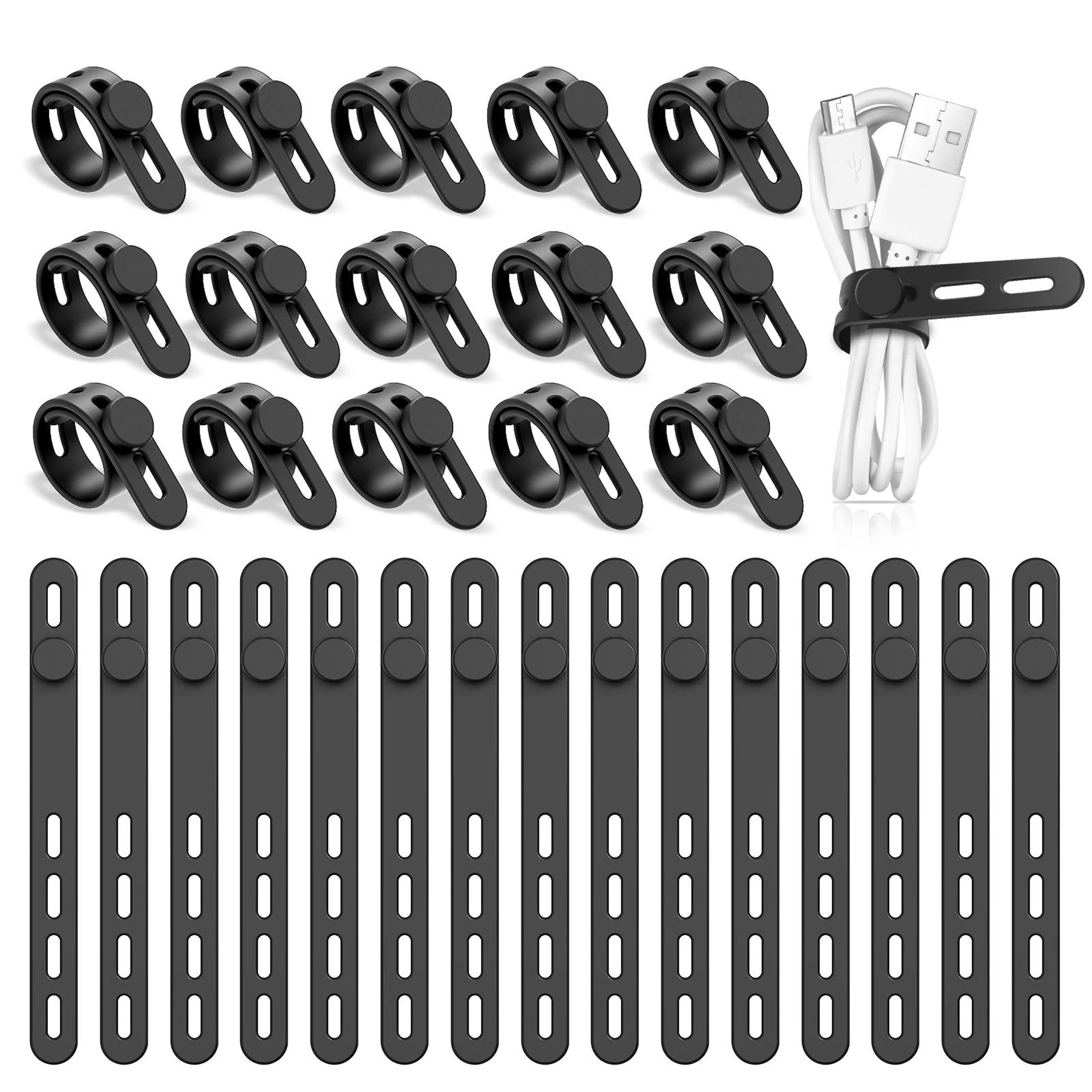 30 Piece Reusable Silicone Cable Tie Set 0