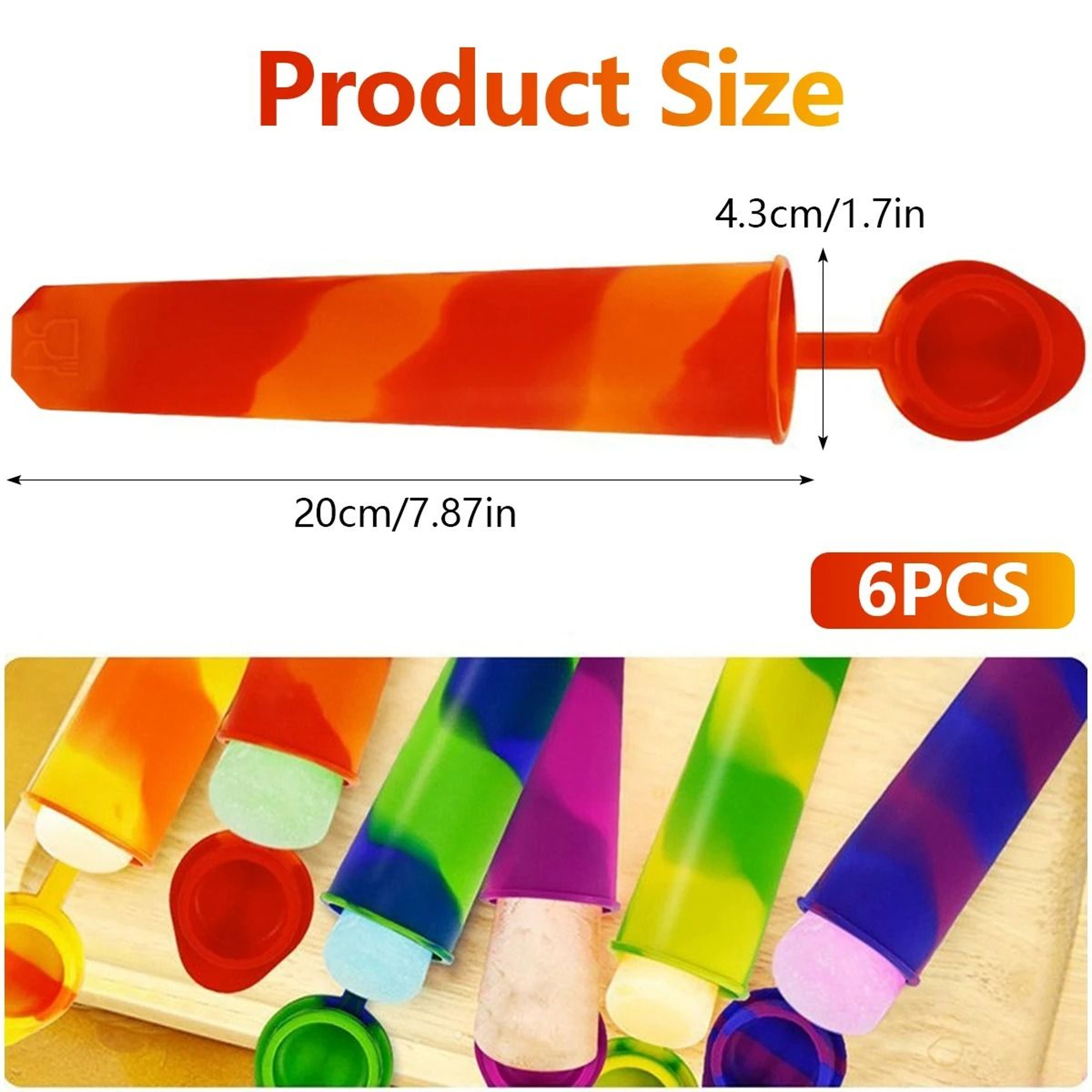 6 Piece Silicone Popsicle Mold Set Reusable DIY Frozen Treat Makers 1