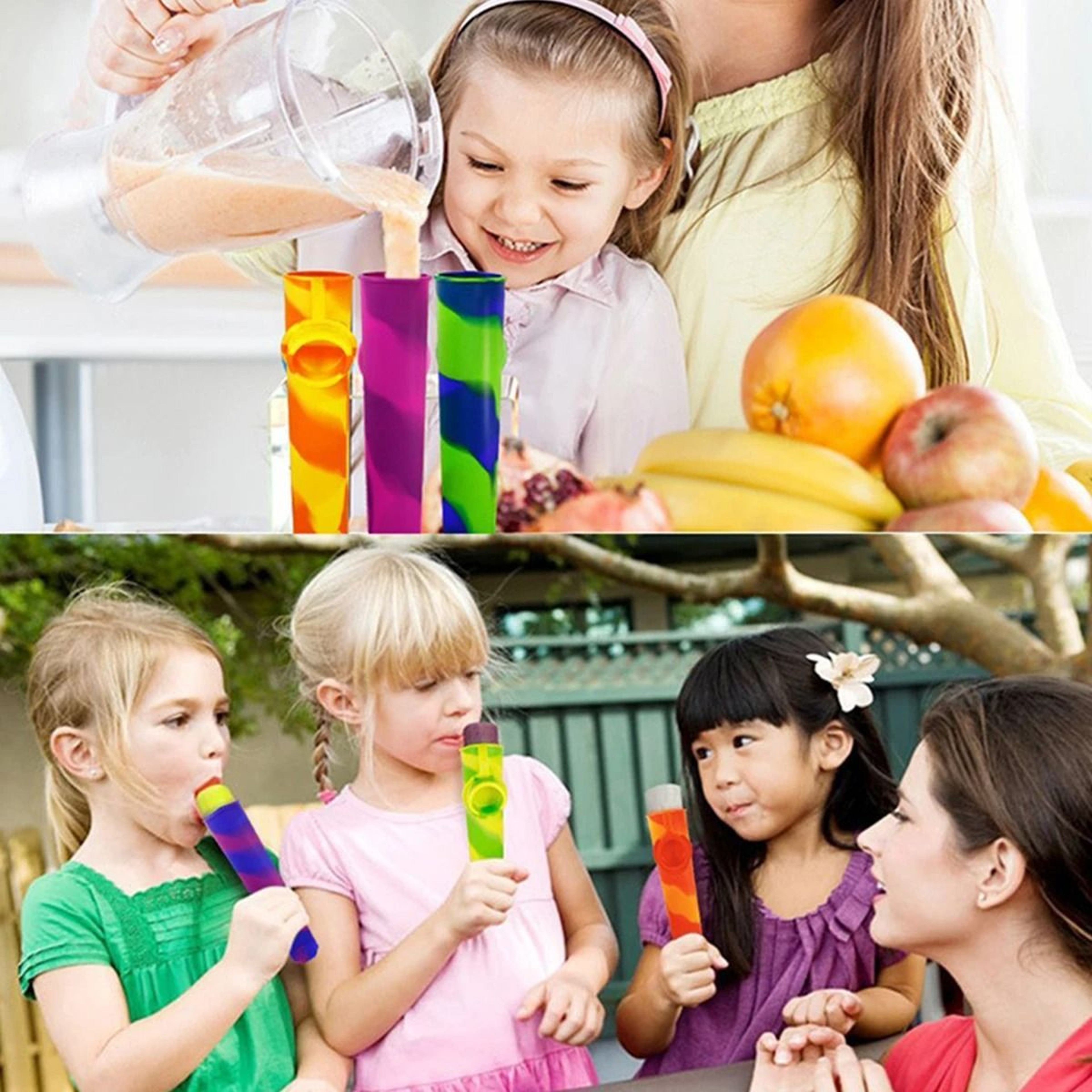 6 Piece Silicone Popsicle Mold Set Reusable DIY Frozen Treat Makers 3