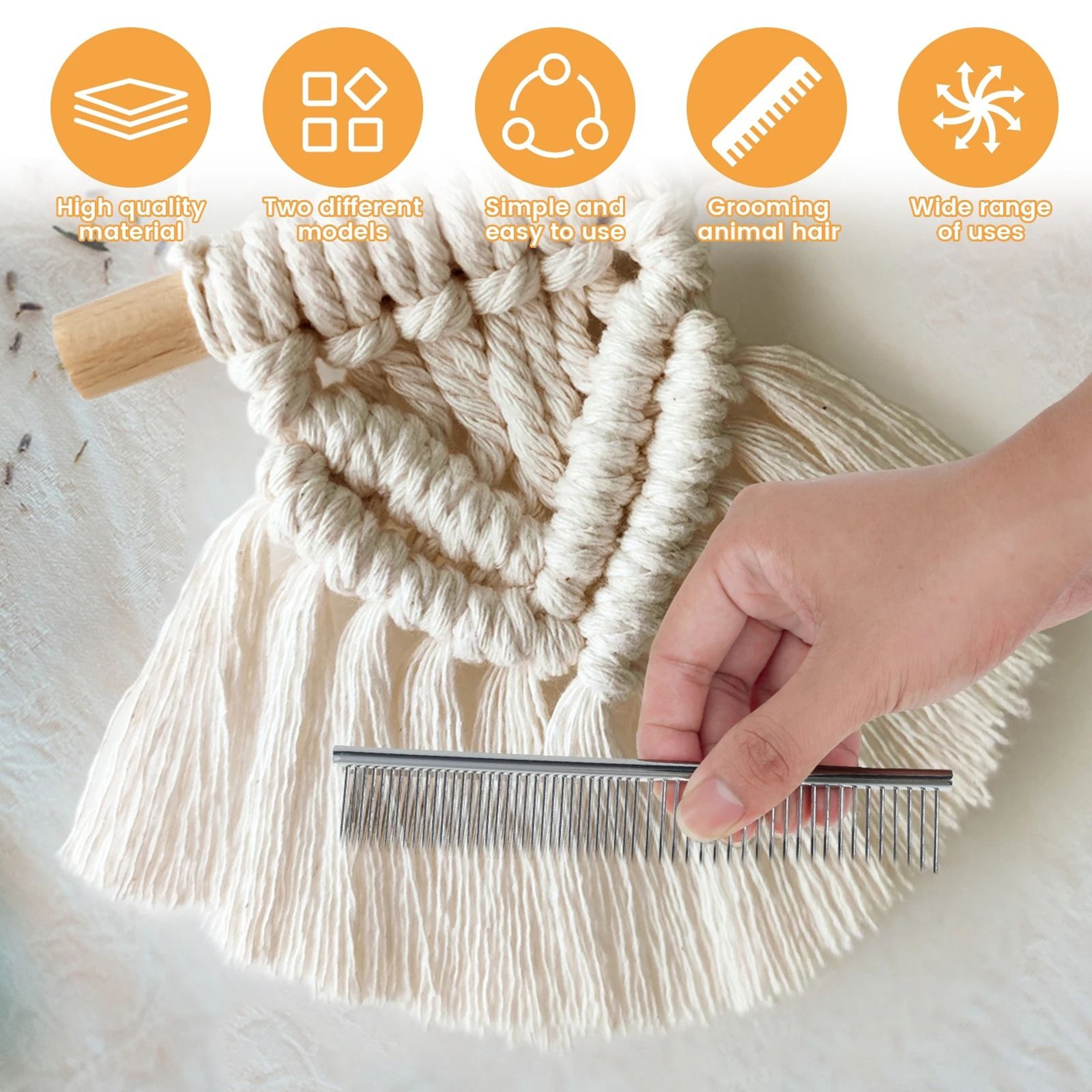 Macrame Tassel Brush Comb Set 4