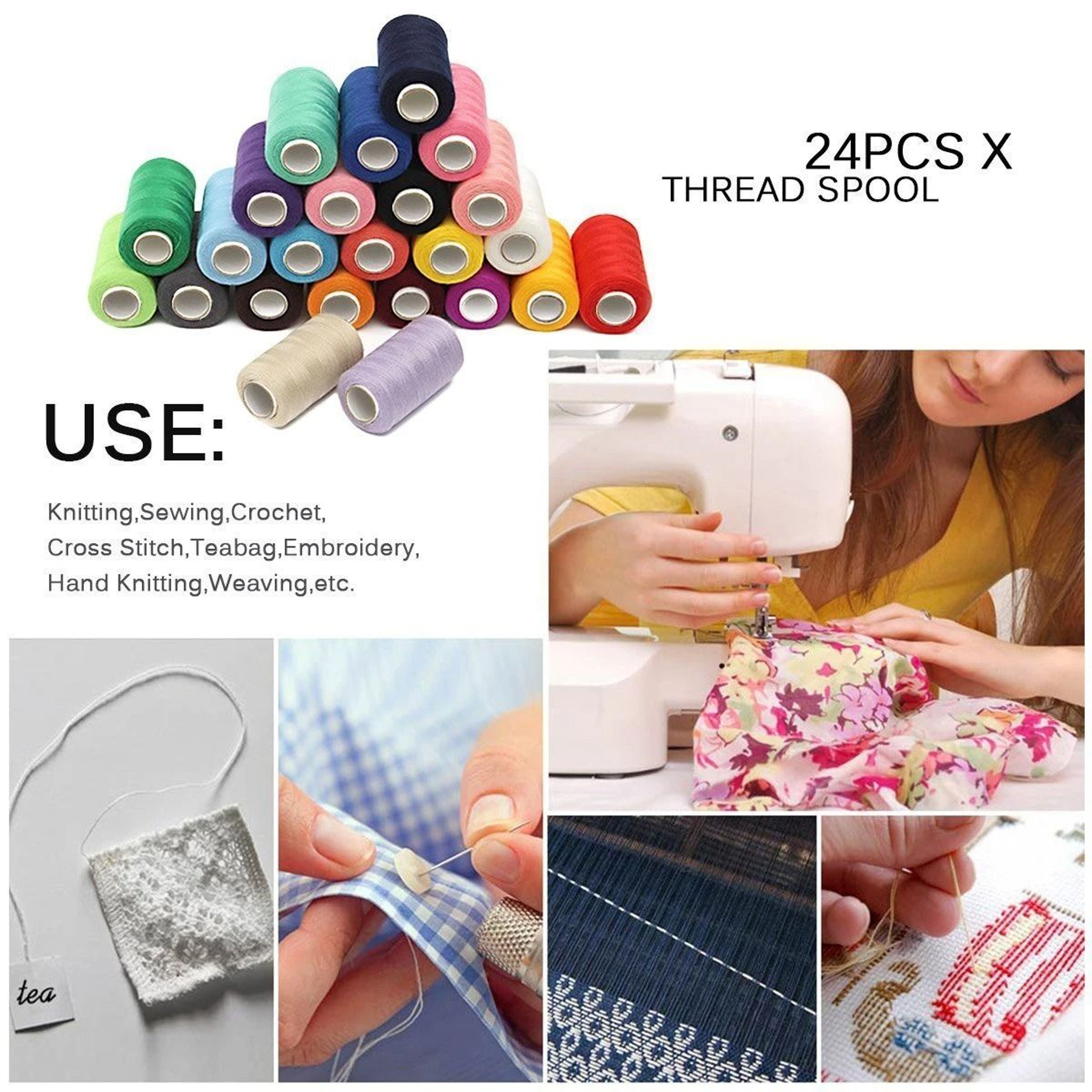 60Piece Assorted Polyester Sewing Thread  Bobbin Kit  Reusable Spools For Hand  Machine Sewing 5