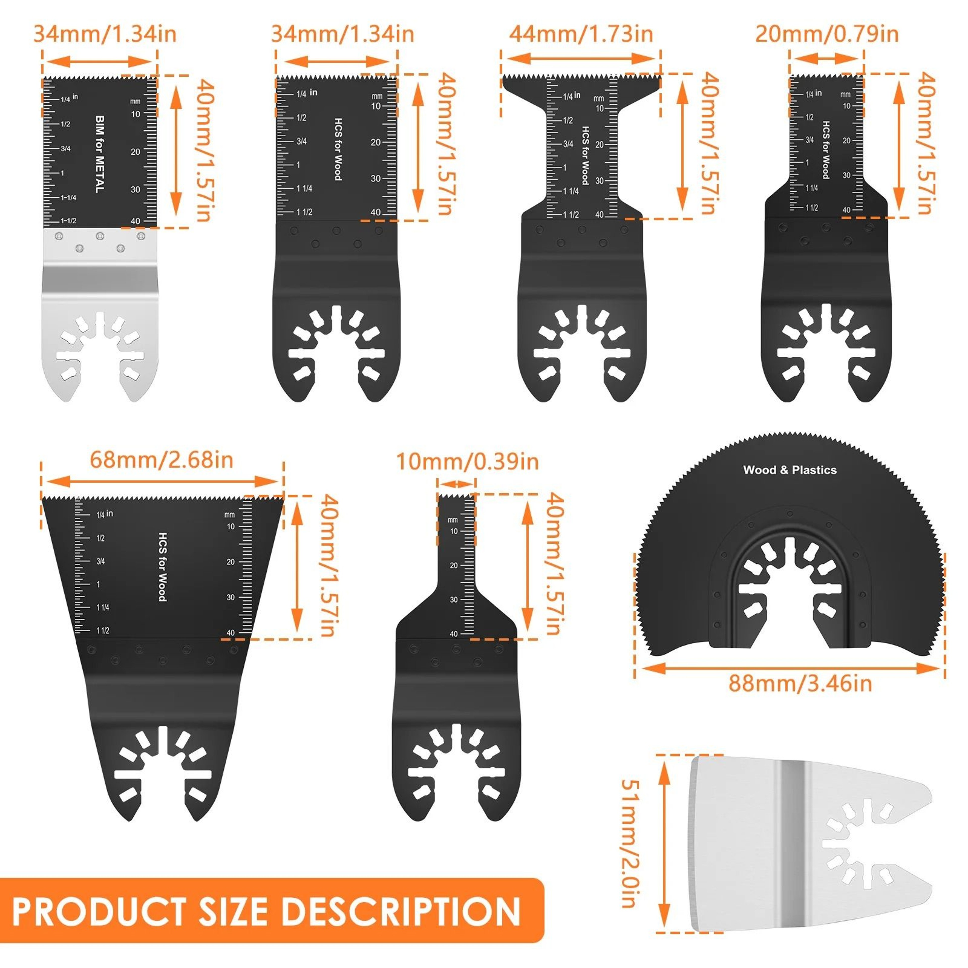 8Piece BiMetal Oscillating Multi Tool Saw Blade Set  Precision Cutting Blades For Wood Metal  Plast 3