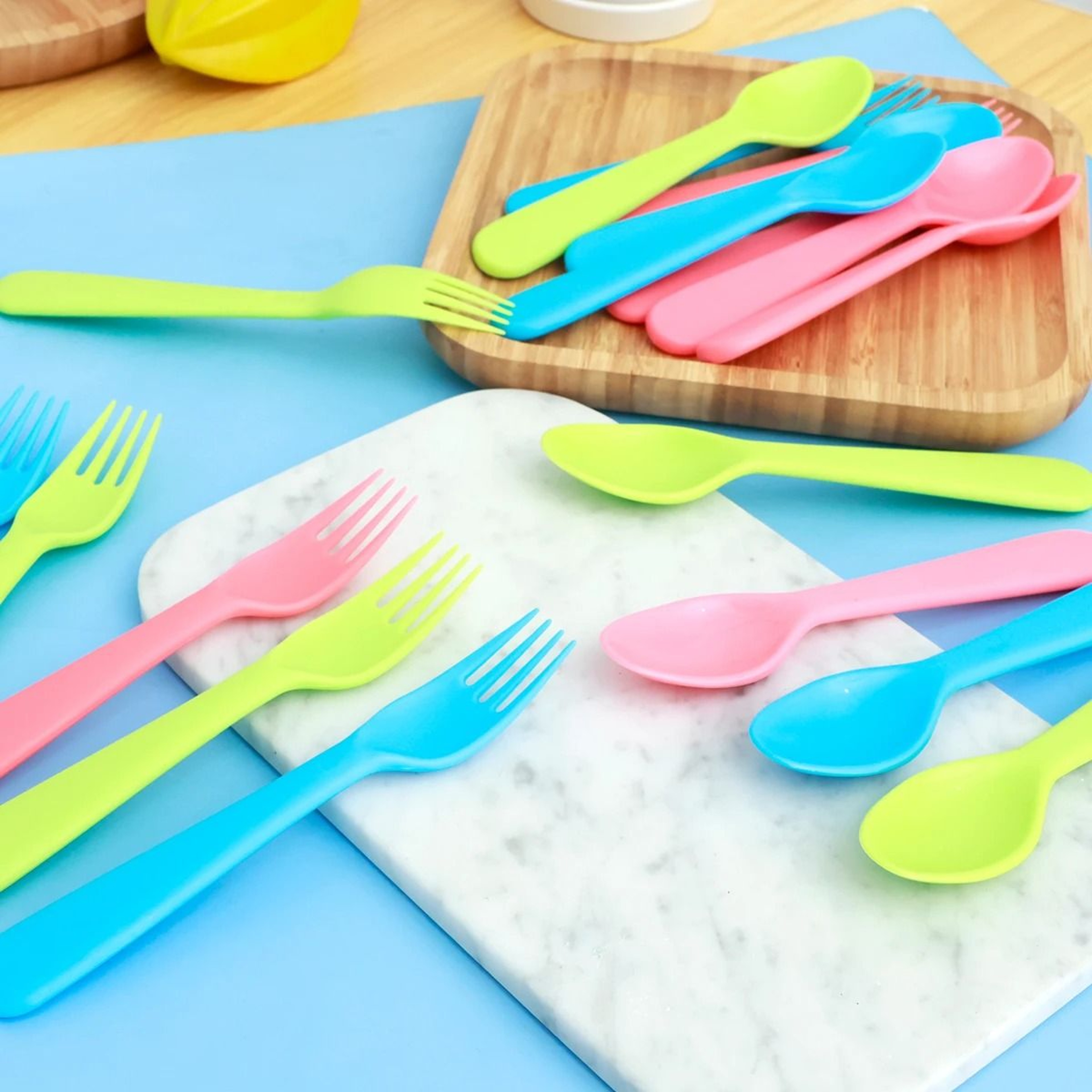 Colorful Reusable Toddler Fork And Spoon Set 18 Piece BPA Free Kids Utensils 3