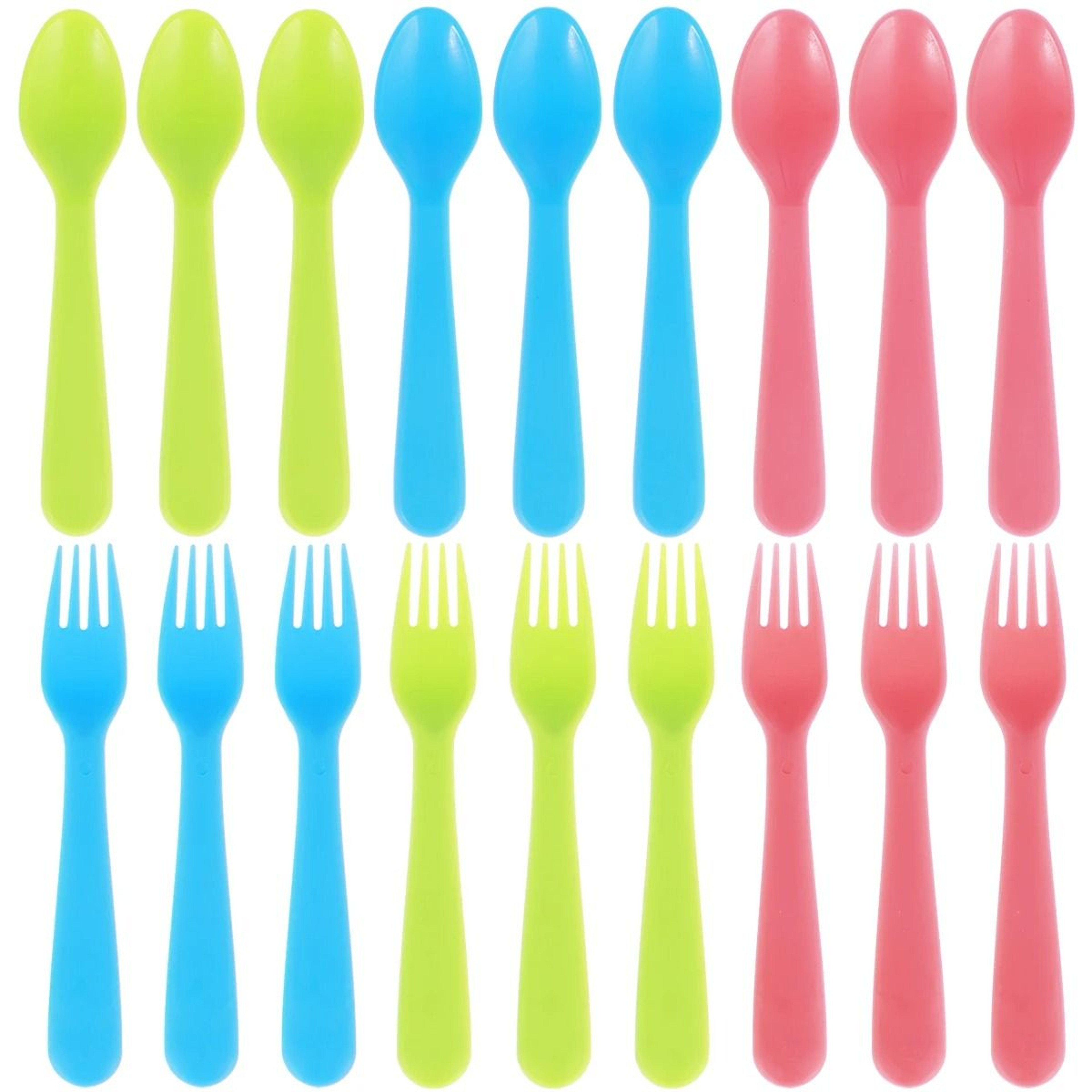 Colorful Reusable Toddler Fork And Spoon Set 18 Piece BPA Free Kids Utensils 7