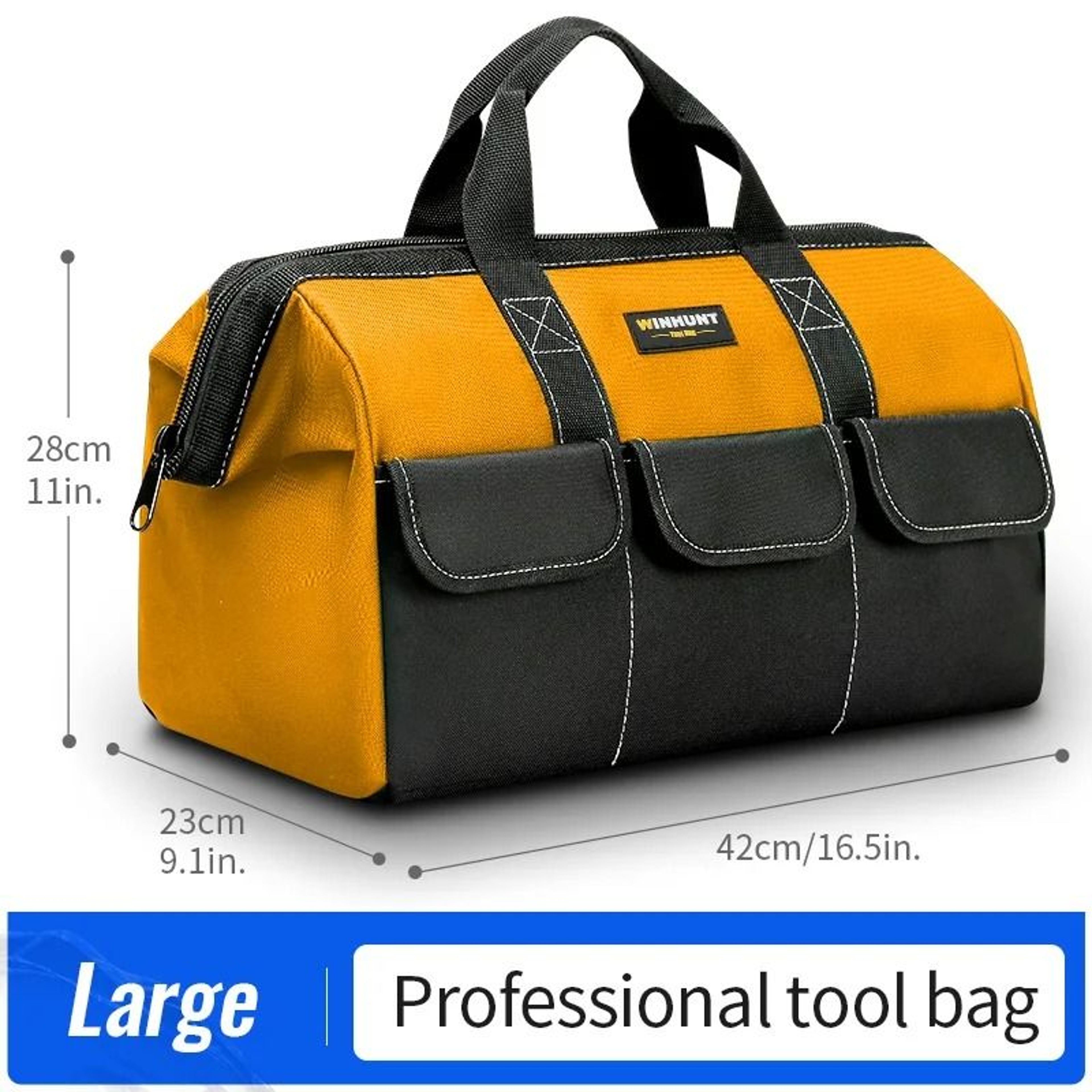 Heavy Duty Yellow Tool Tote Bag With Wide Opening 7