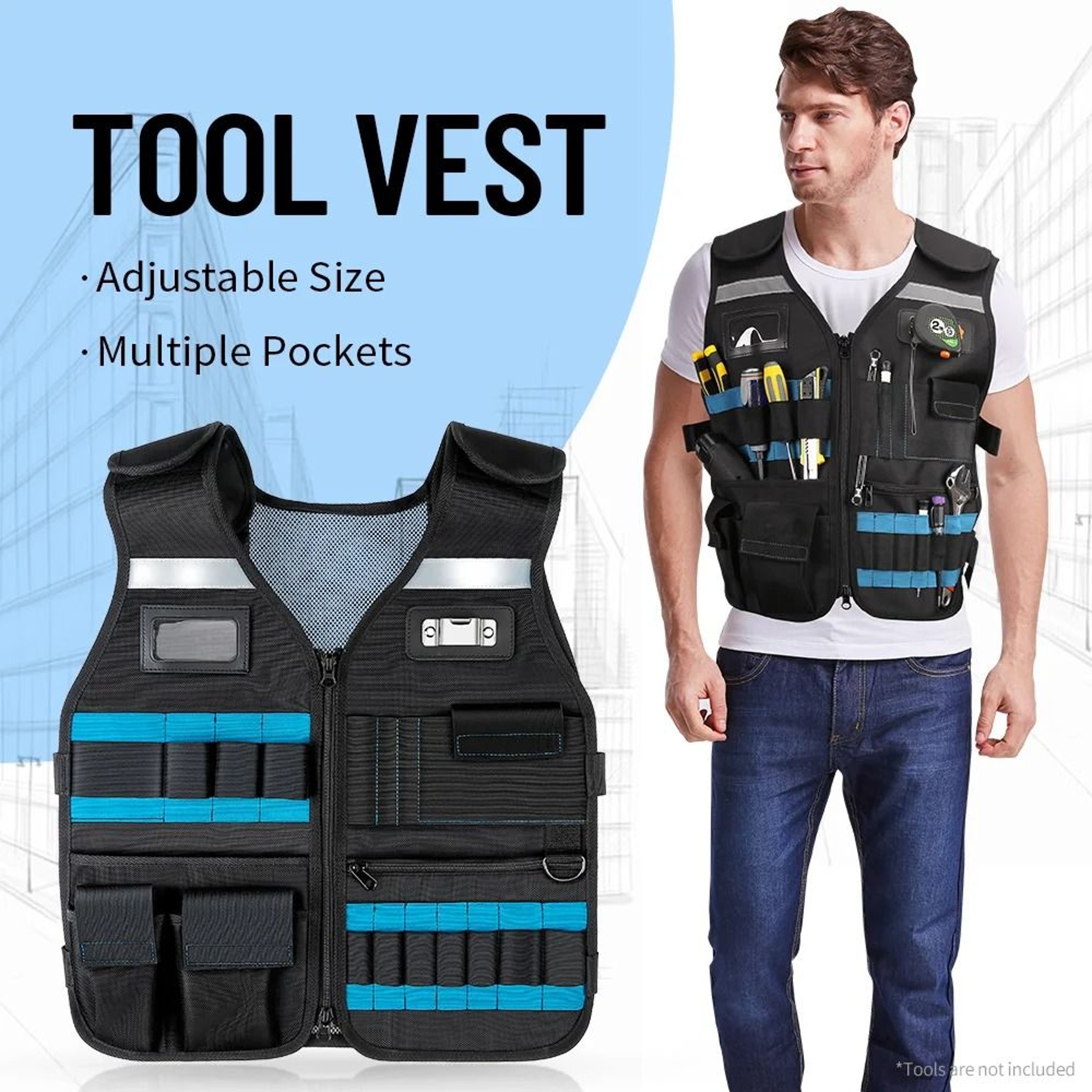 Heavy Duty Tool Vest Adjustable Work Vest With Multi Pocket Tool Organizer 0