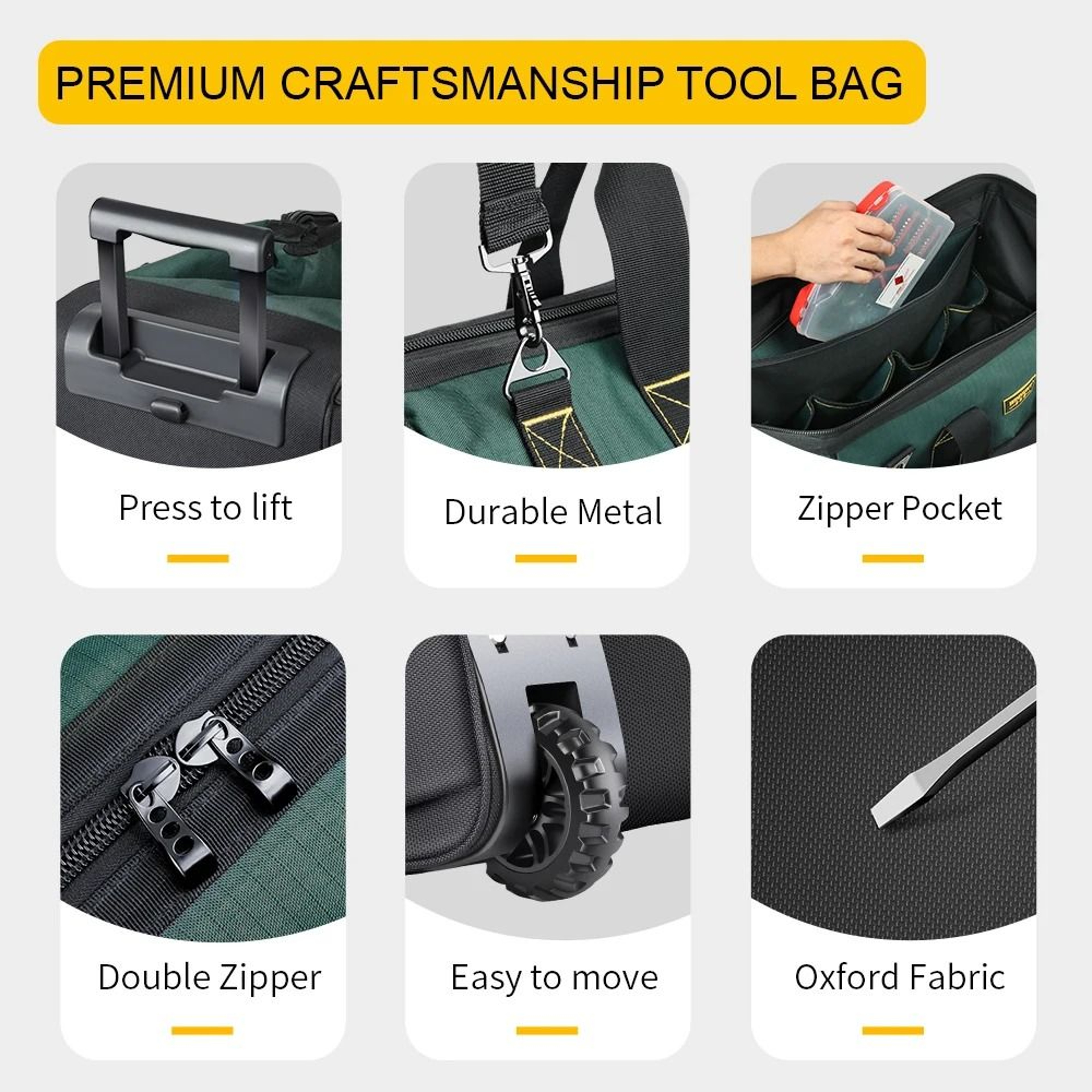 Heavy Duty Rolling Tool Bag With Wheels And Pull Handle 2