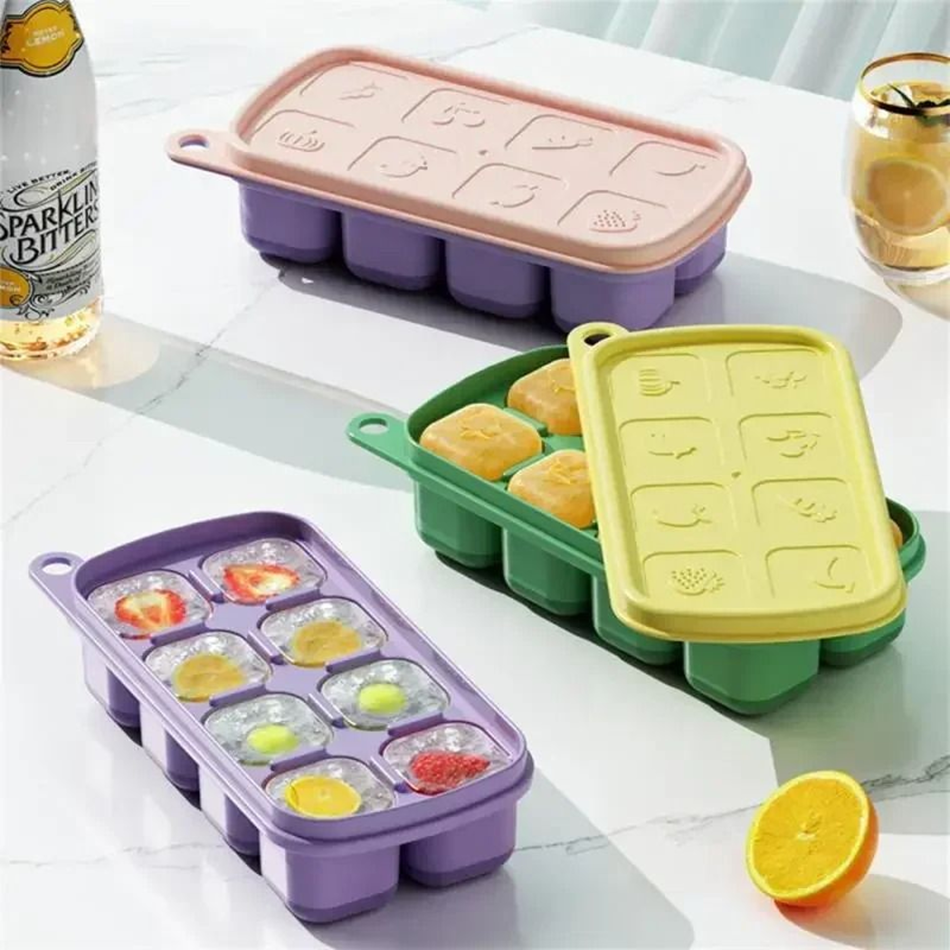 Silicone Ice Cube Trays With Lids For Freezer Storage 1