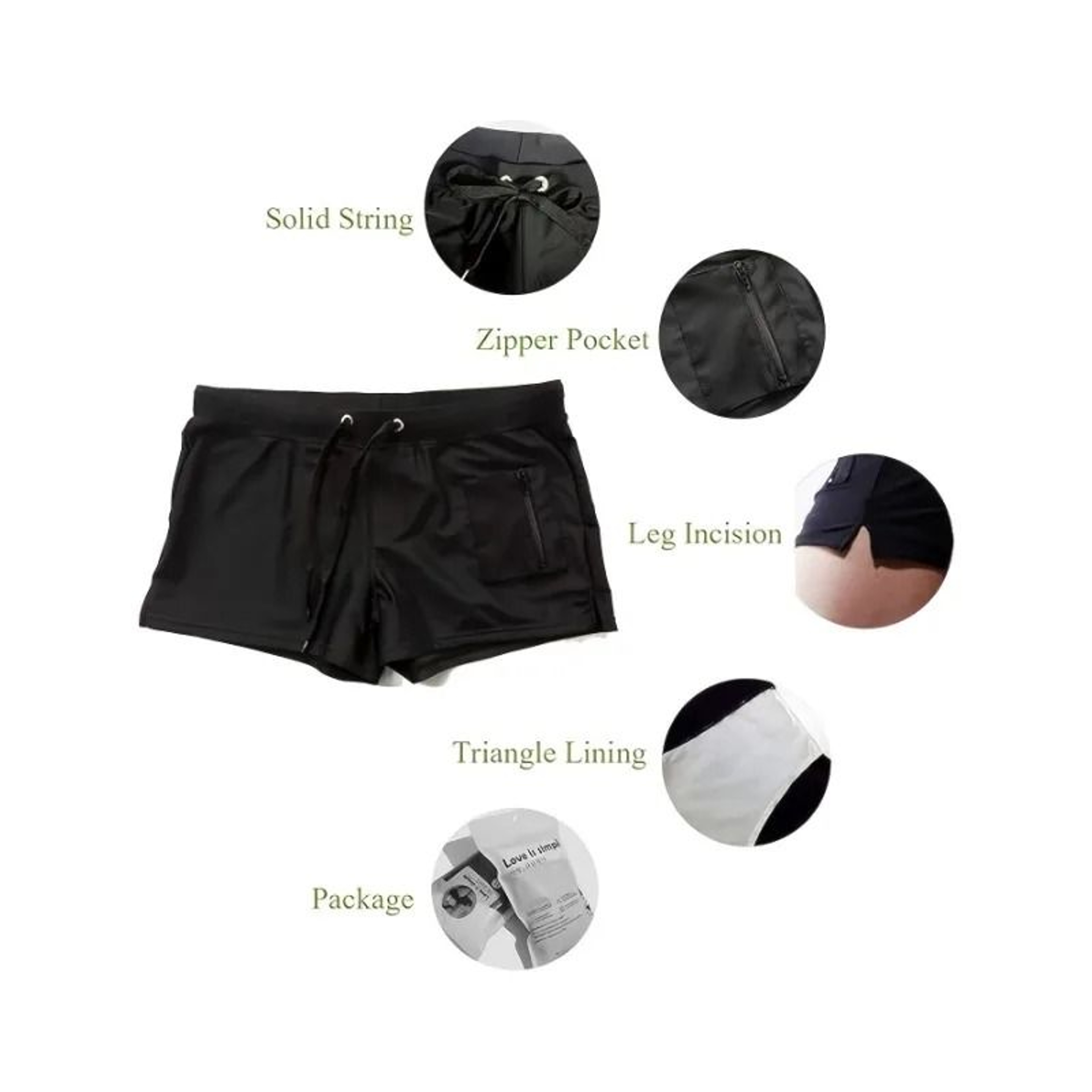 Mens Quick Dry Swim Trunks With Zipper Pocket And Drawstring Waist 3