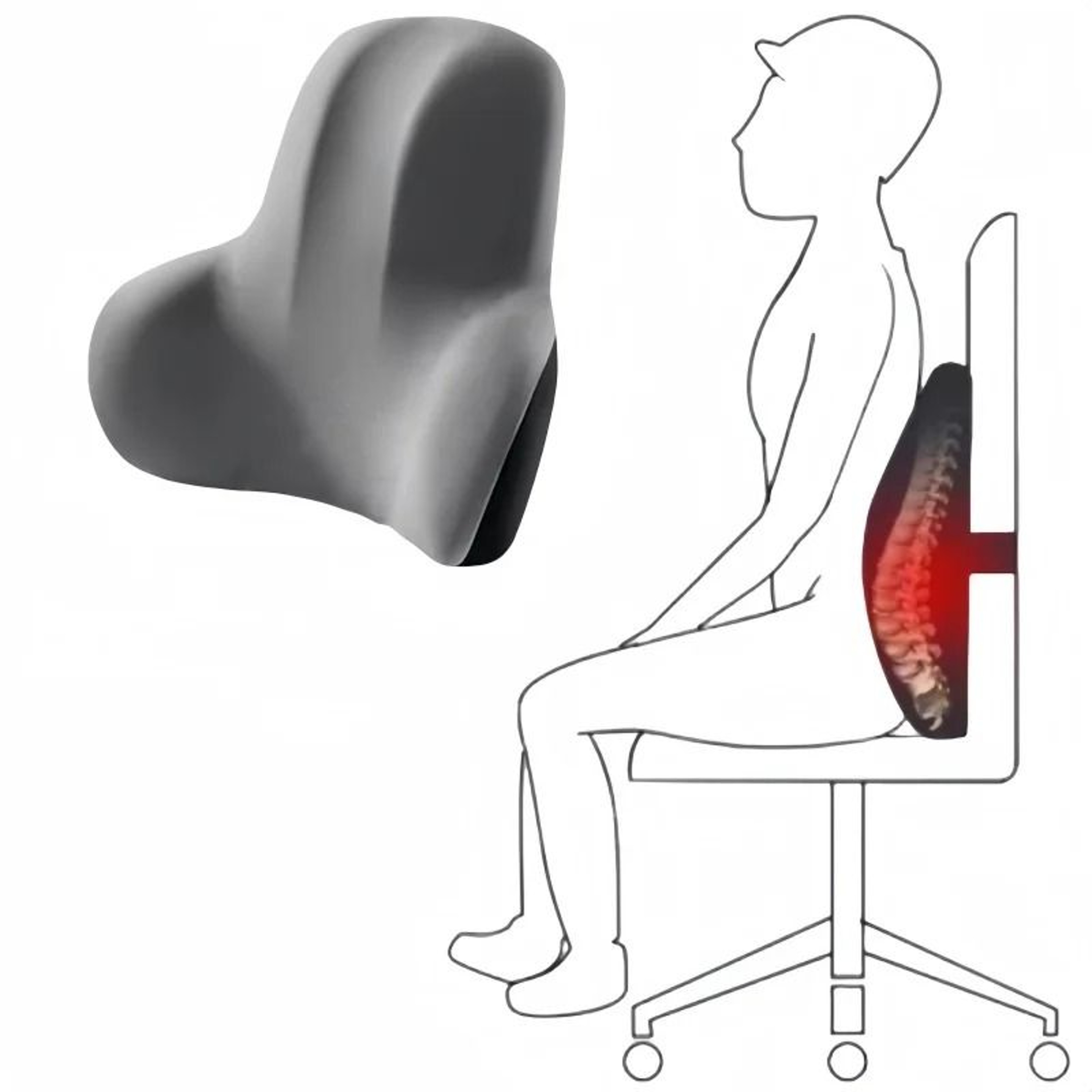 Memory Foam Lumbar Support Pillow For Office Car And Gaming Chairs 4