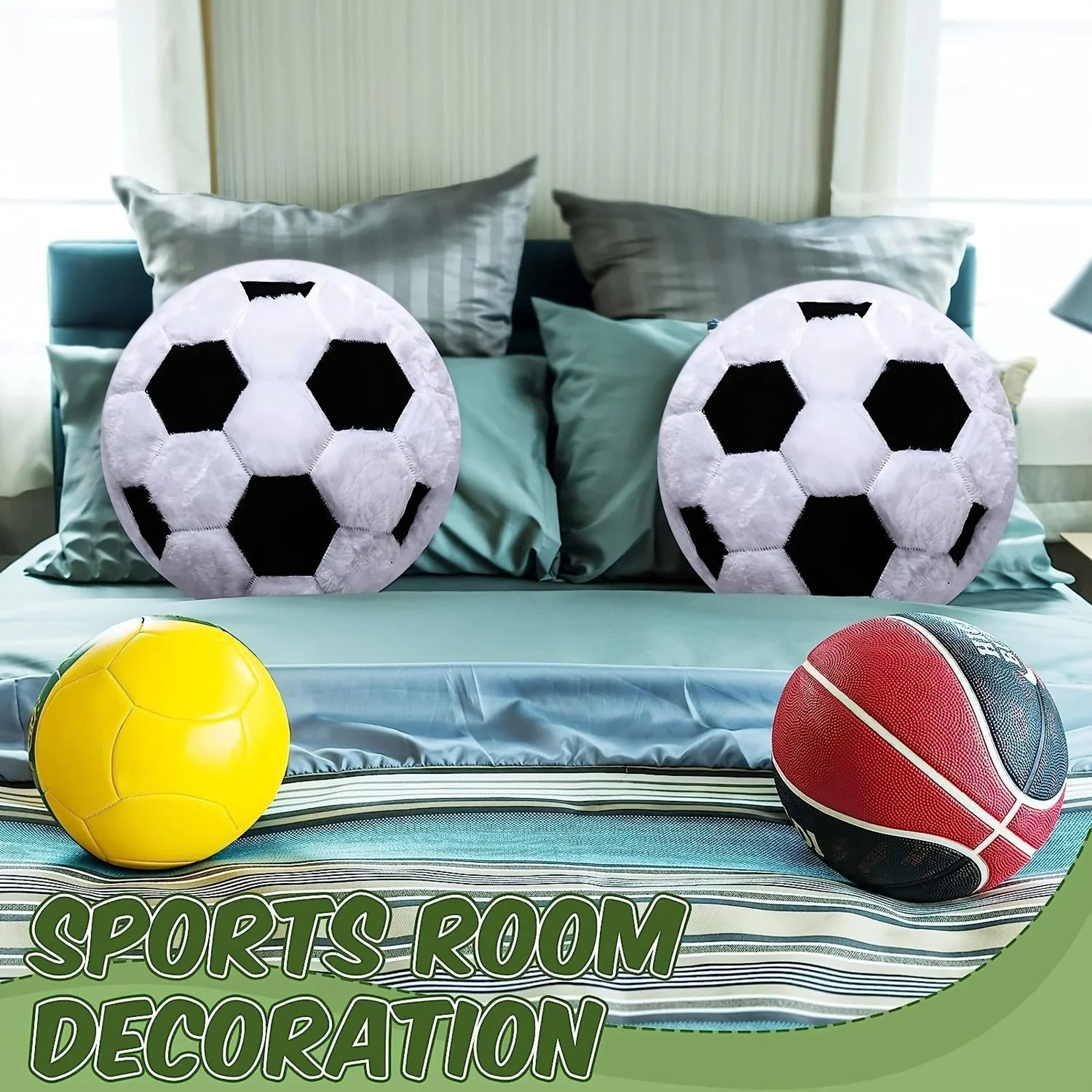 Soccer Ball Plush Pillow Sports Fan Cushion For Home Decor 2