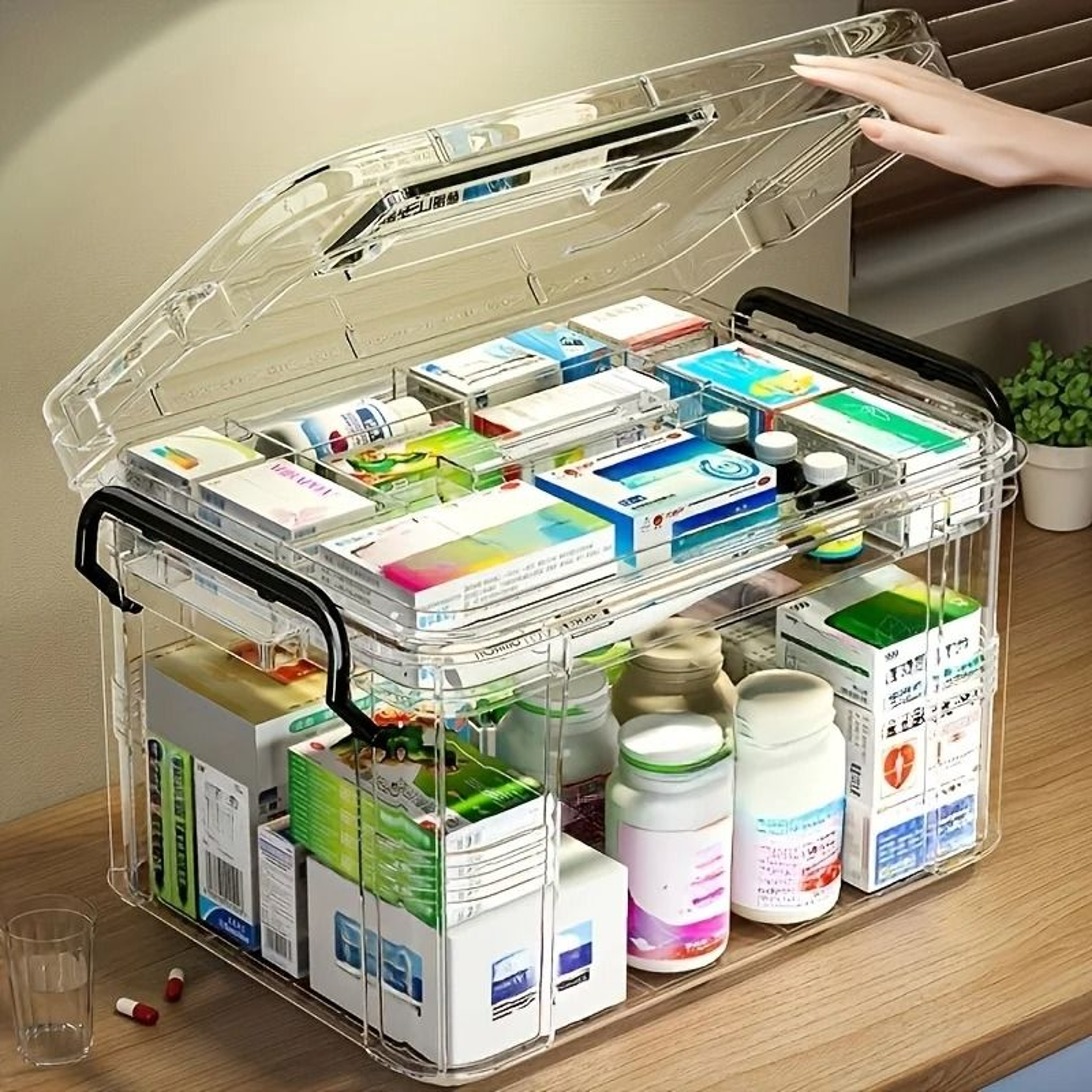 Modern Waterproof Double Layer Medicine Storage Box With Flip Top Closure 3