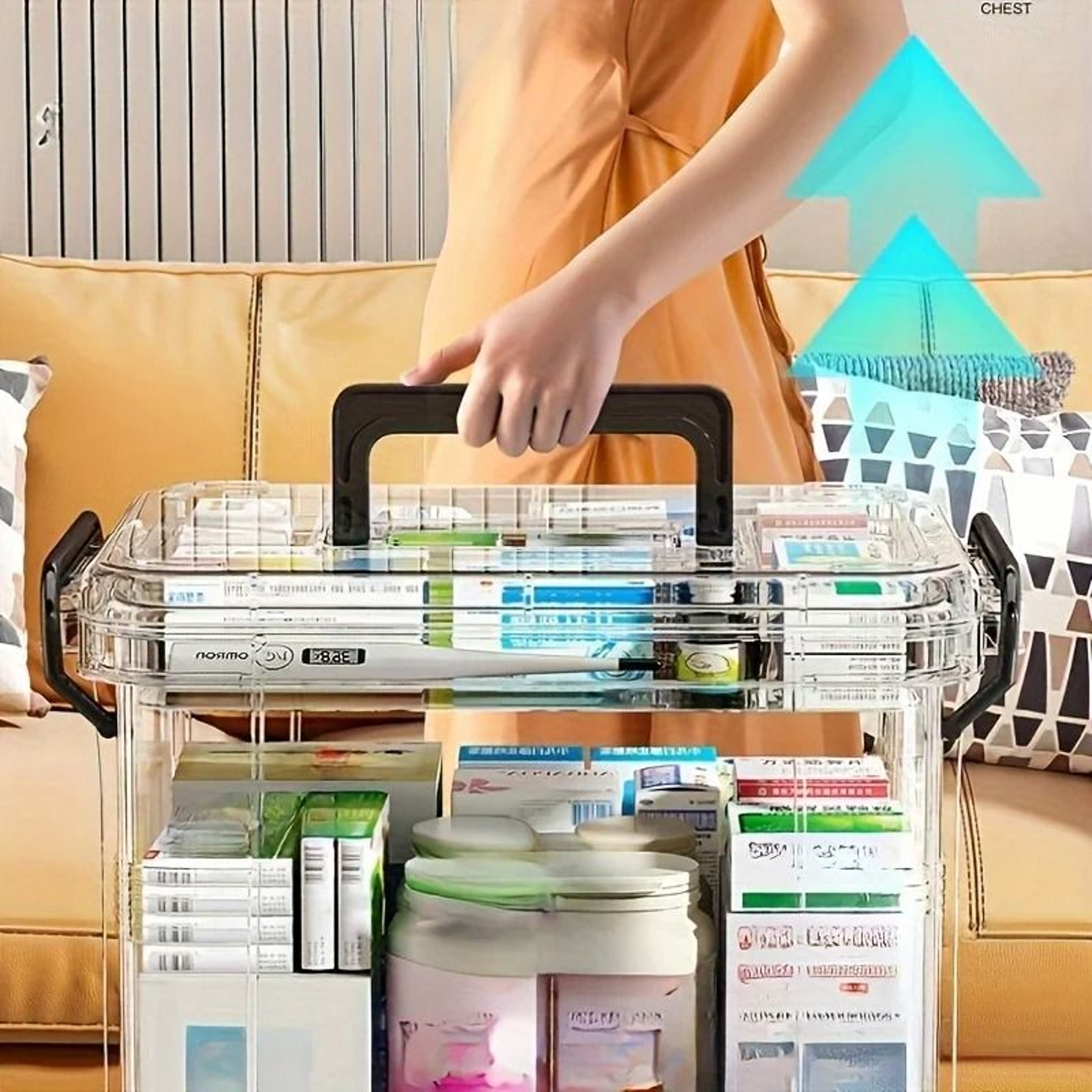 Modern Waterproof Double Layer Medicine Storage Box With Flip Top Closure 4