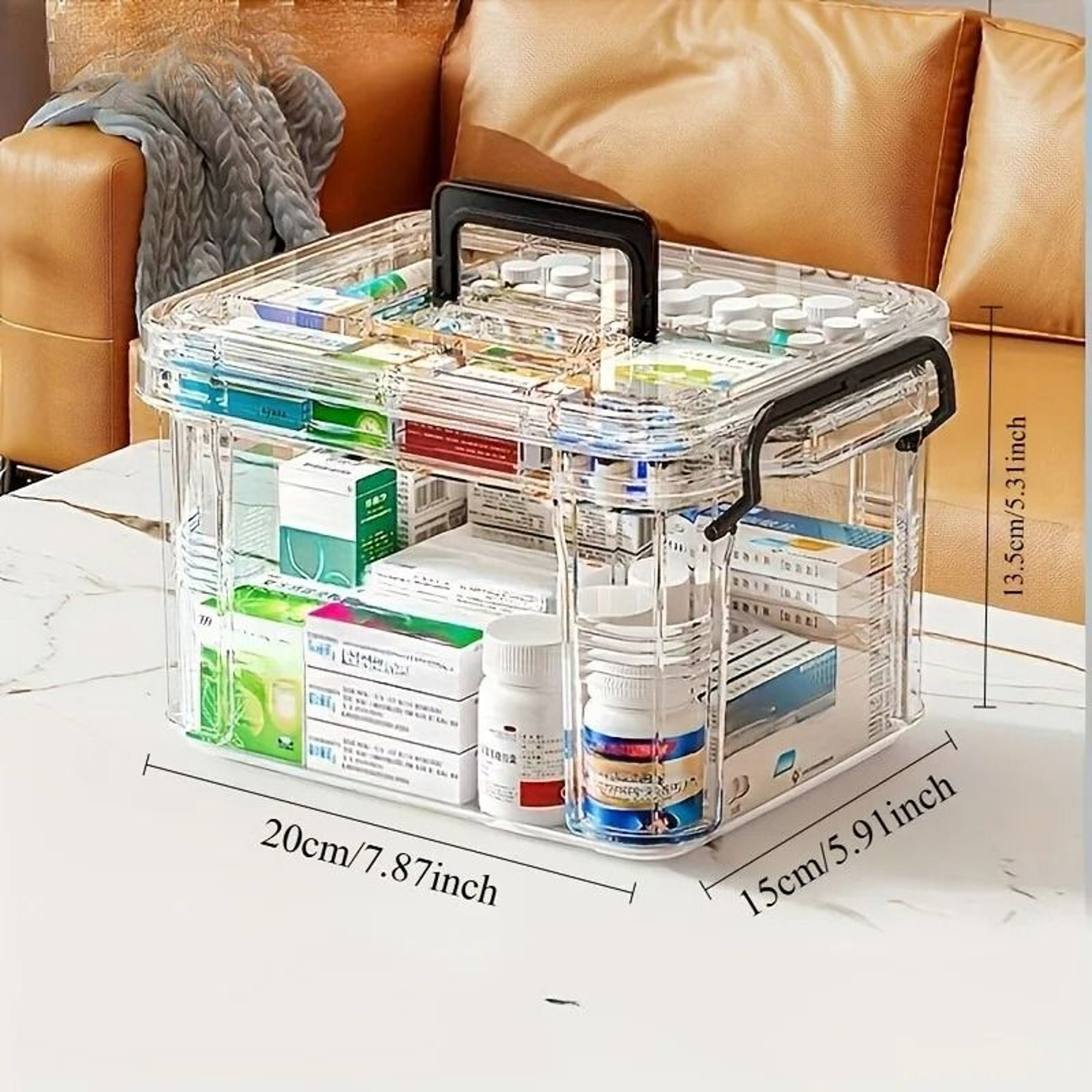 Modern Waterproof Double Layer Medicine Storage Box With Flip Top Closure 6