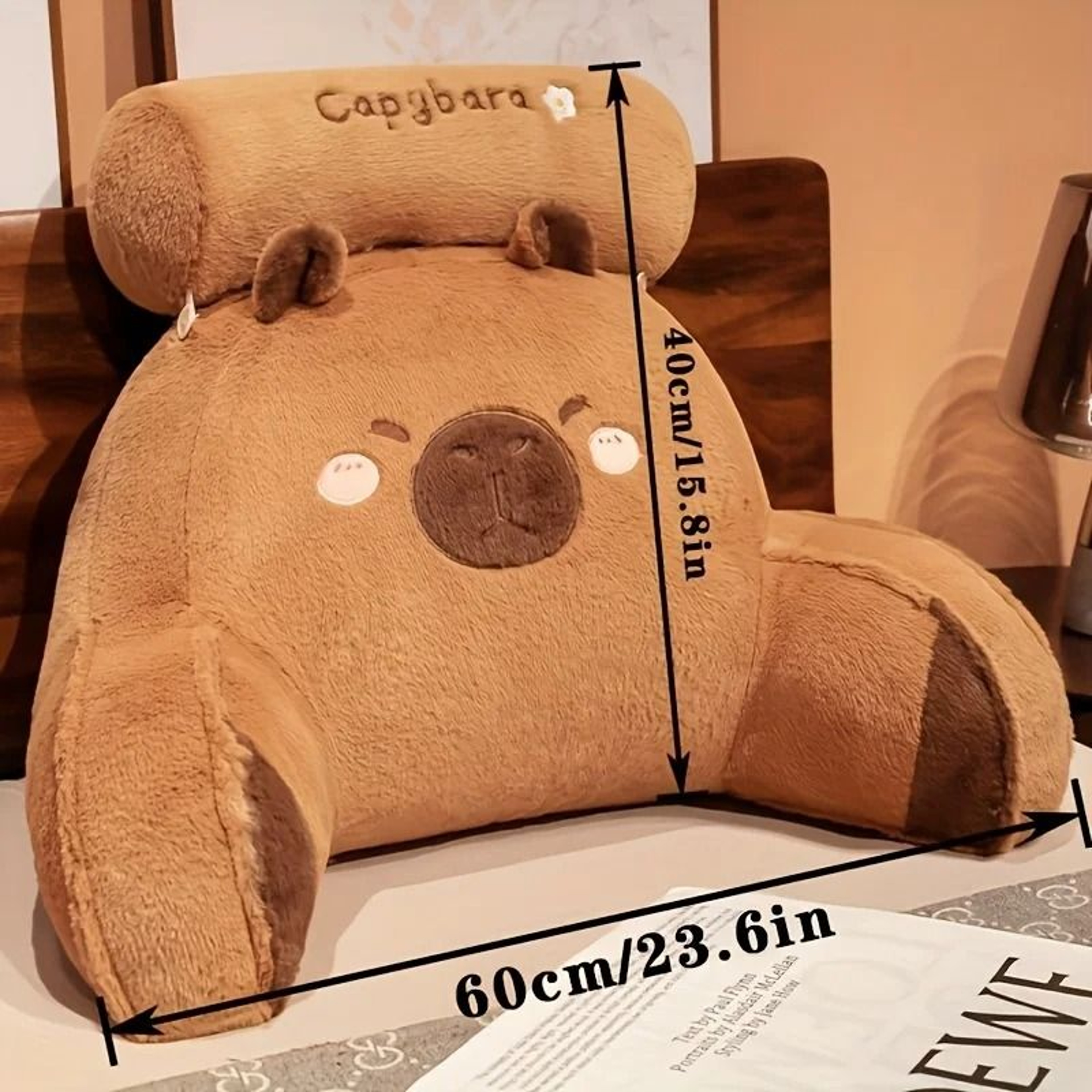 Cute Capybara Backrest Cushion Triangle Reading Pillow Lumbar Support 4