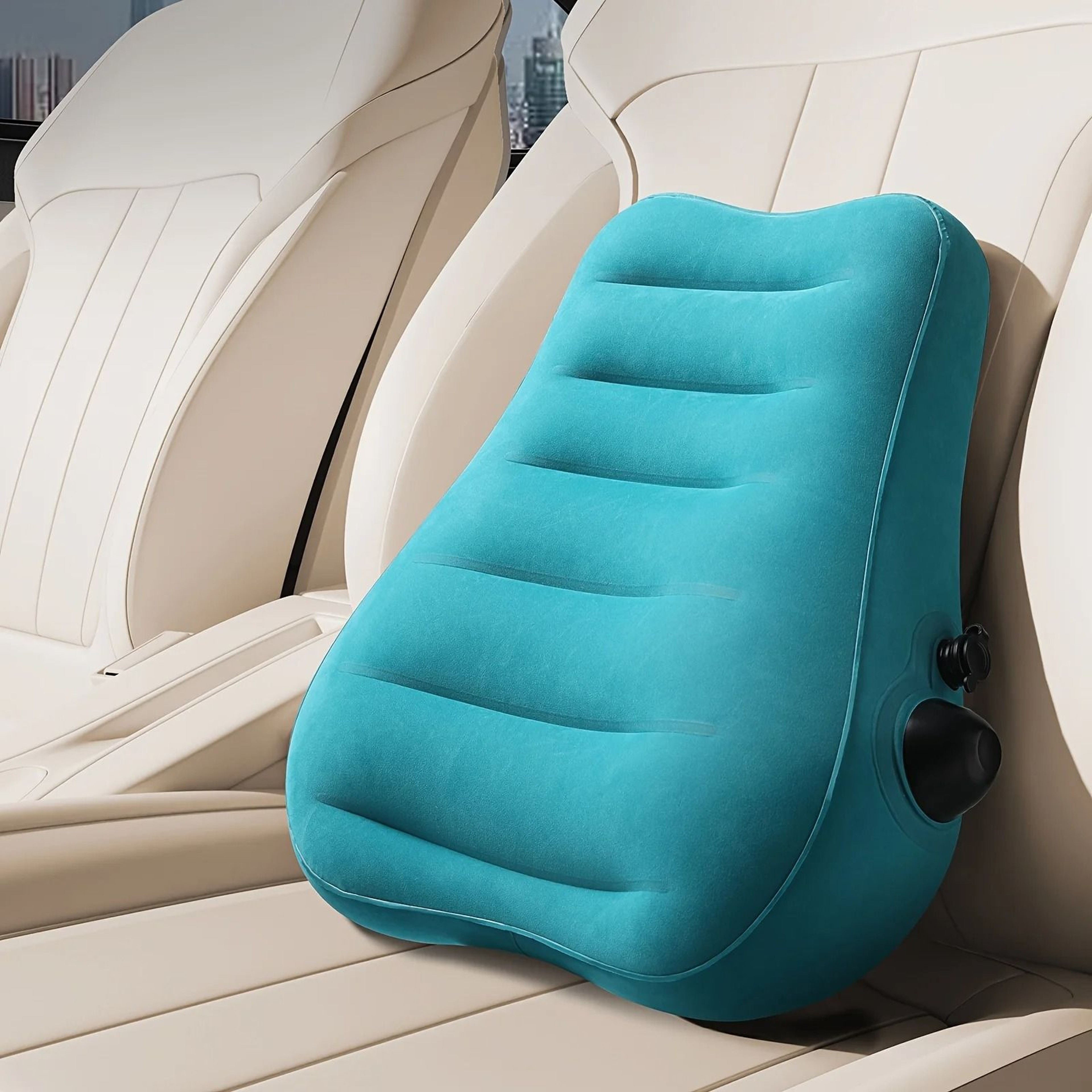 Inflatable Lumbar Support Pillow Press Type Travel Back Cushion For Flights 7