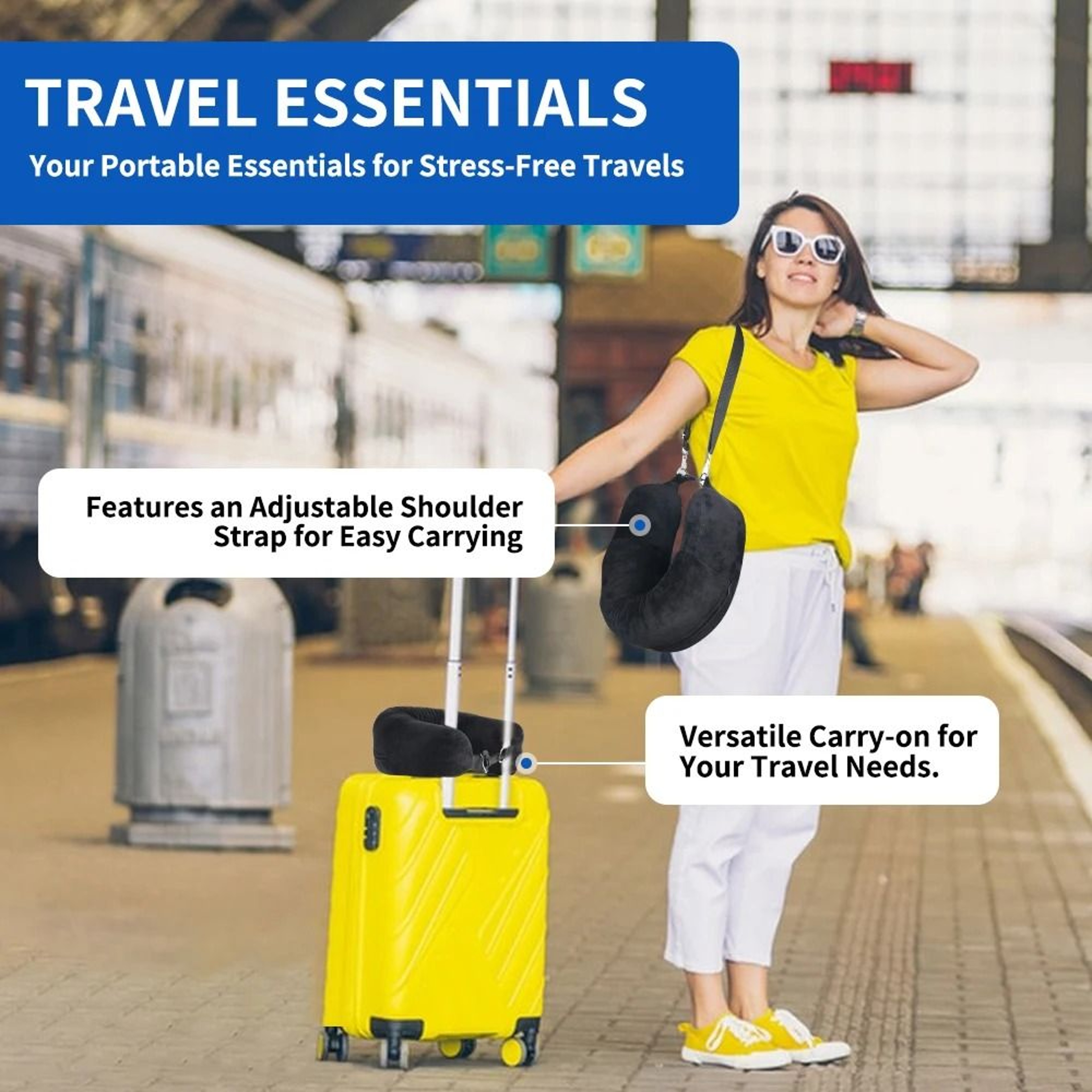 Packable Travel Neck Pillow With Hidden Storage Refillable U Shaped Airplane And Car Pillow 4