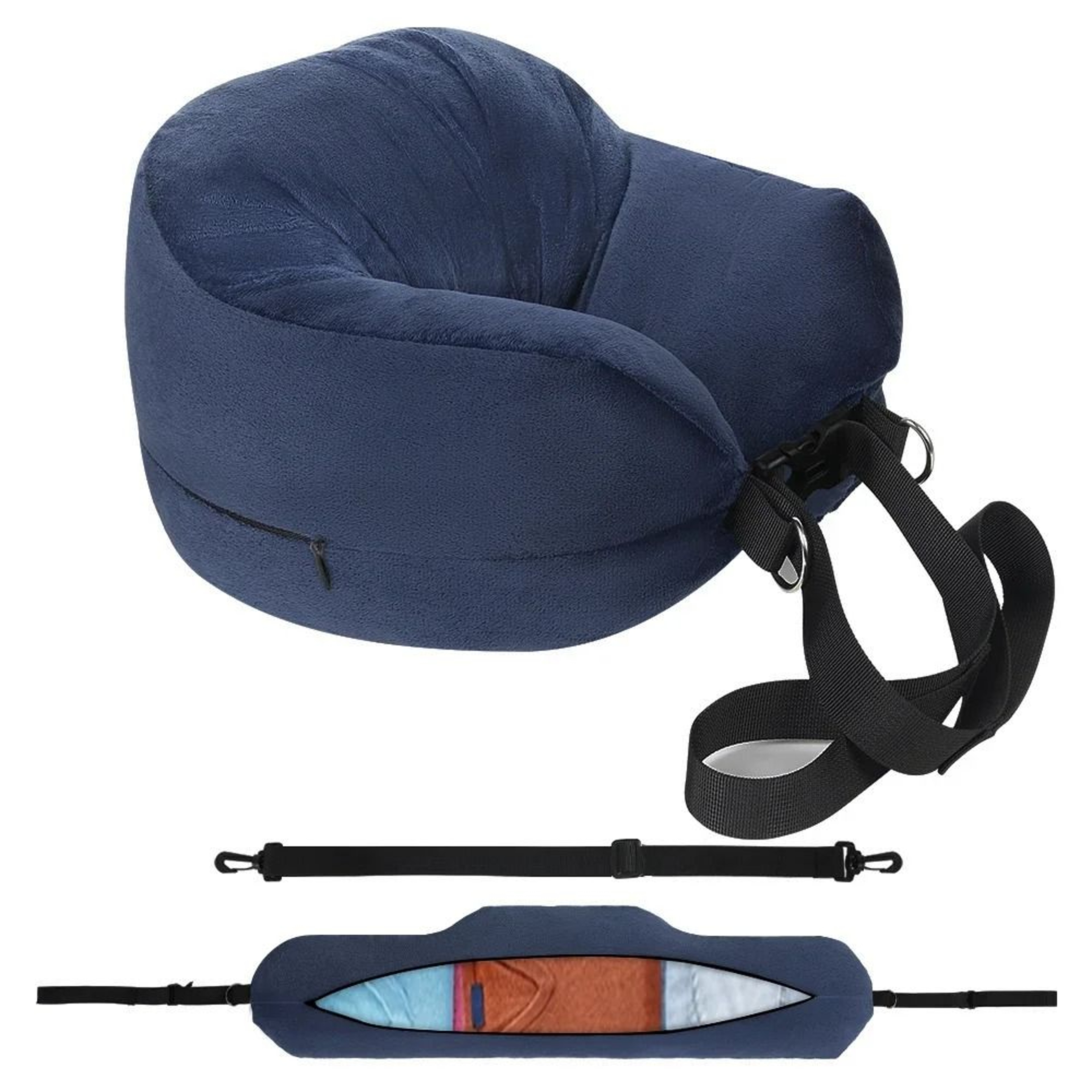 Packable Travel Neck Pillow With Hidden Storage Refillable U Shaped Airplane And Car Pillow 8