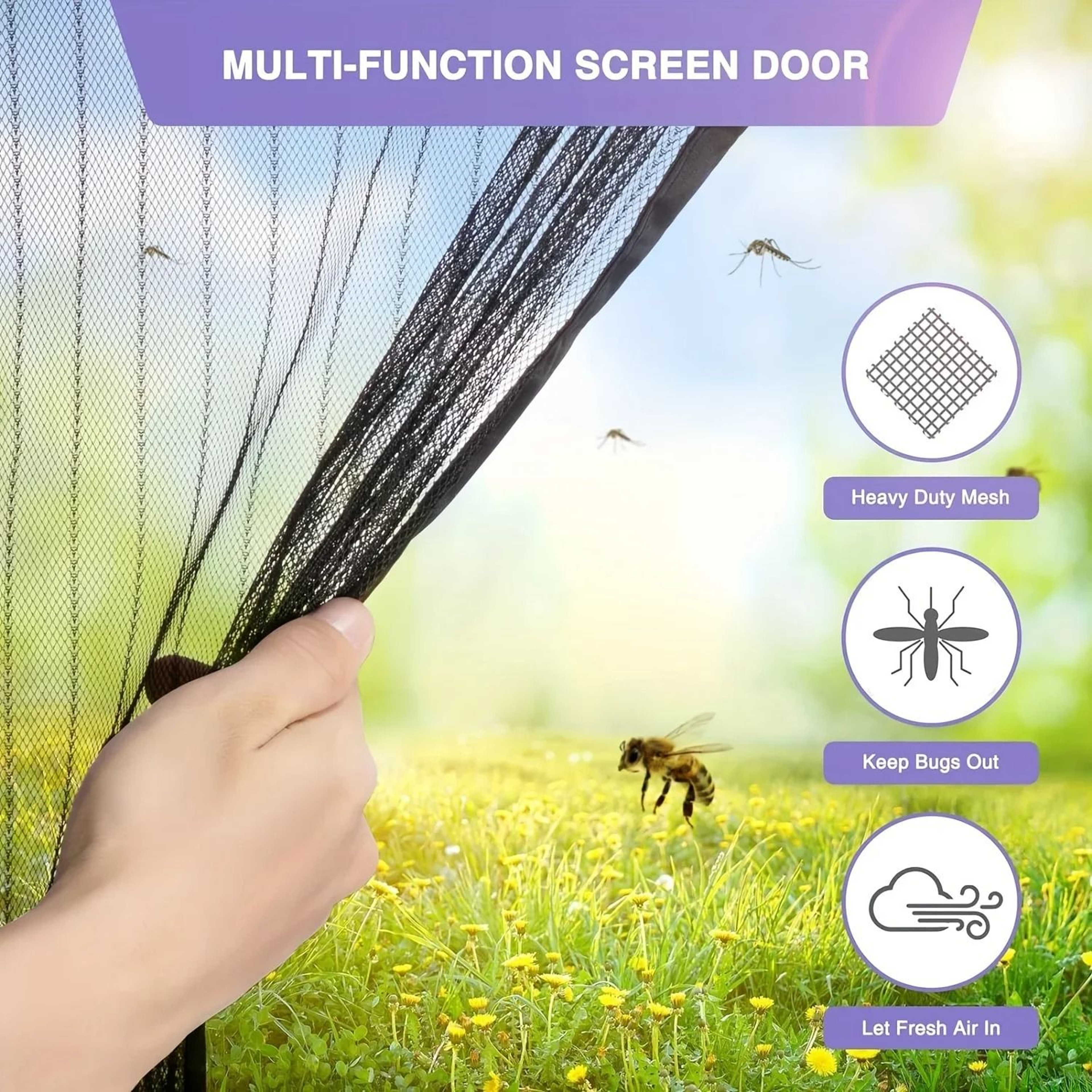Heavy Duty Magnetic Screen Door Self Closing Mesh Curtain For Insect Protection 6
