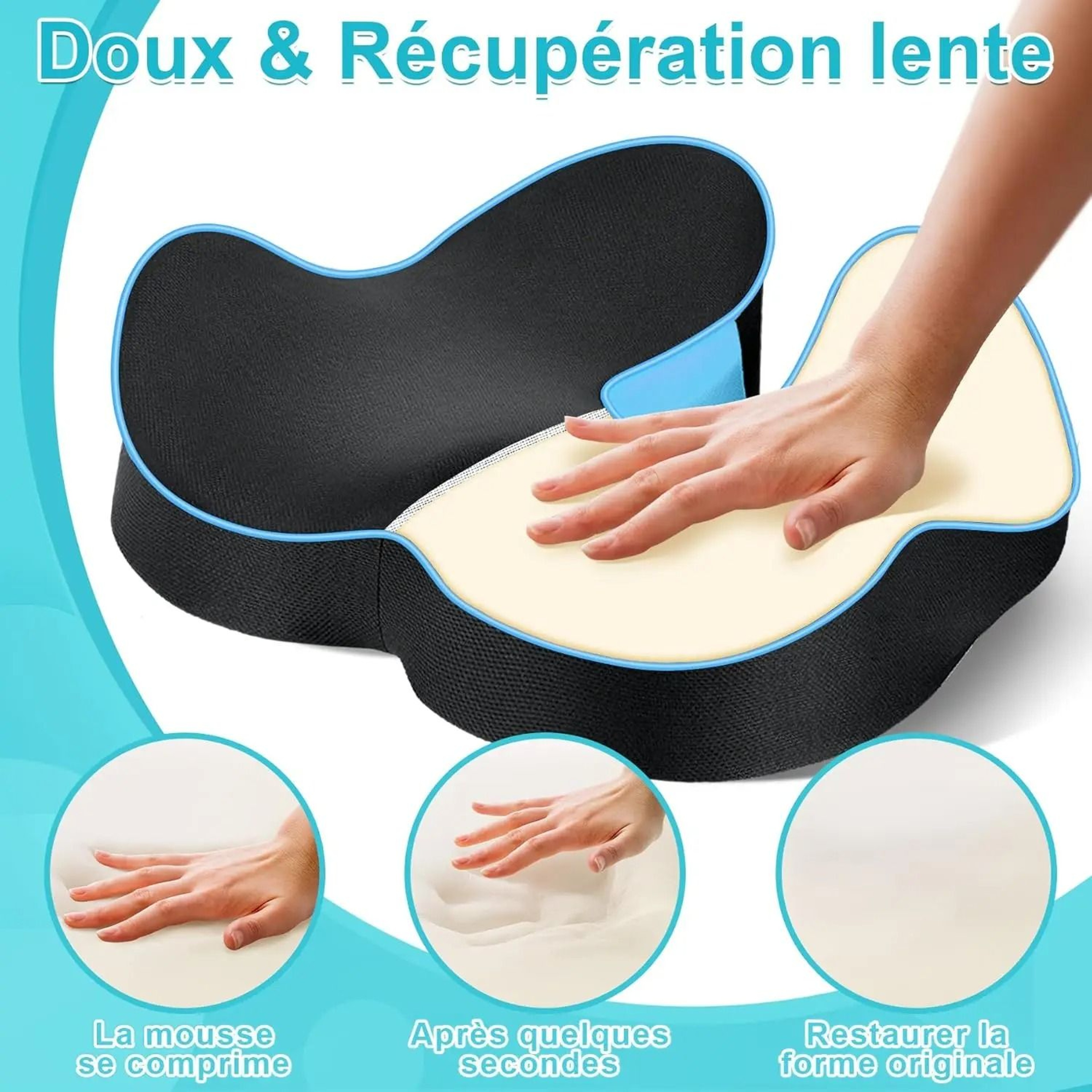 Ergonomic Memory Foam Seat Cushion For Office Chair Car Travel And Tailbone Support 2