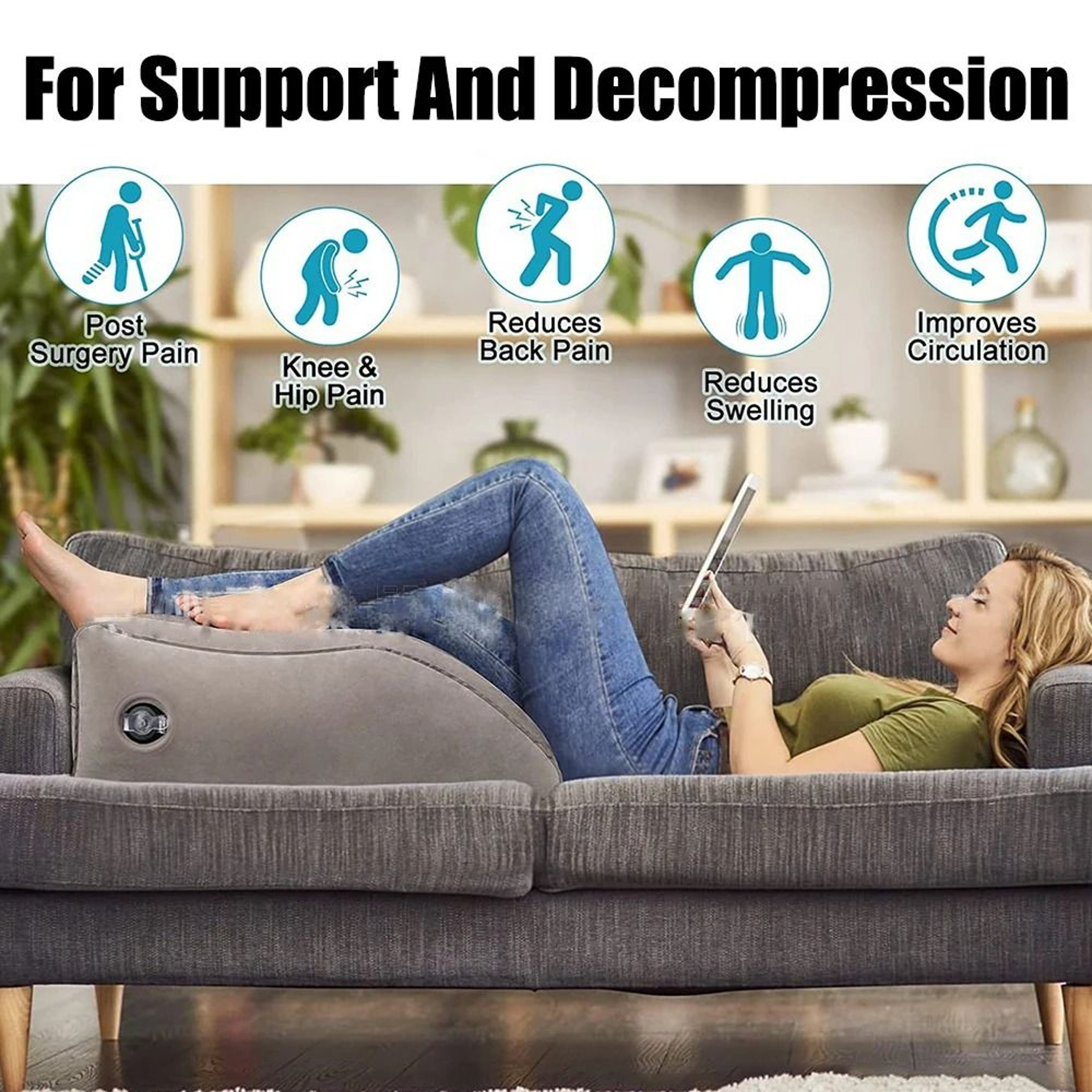 Inflatable Leg Elevation Pillow For Blood Circulation Knee Support And Recovery 3